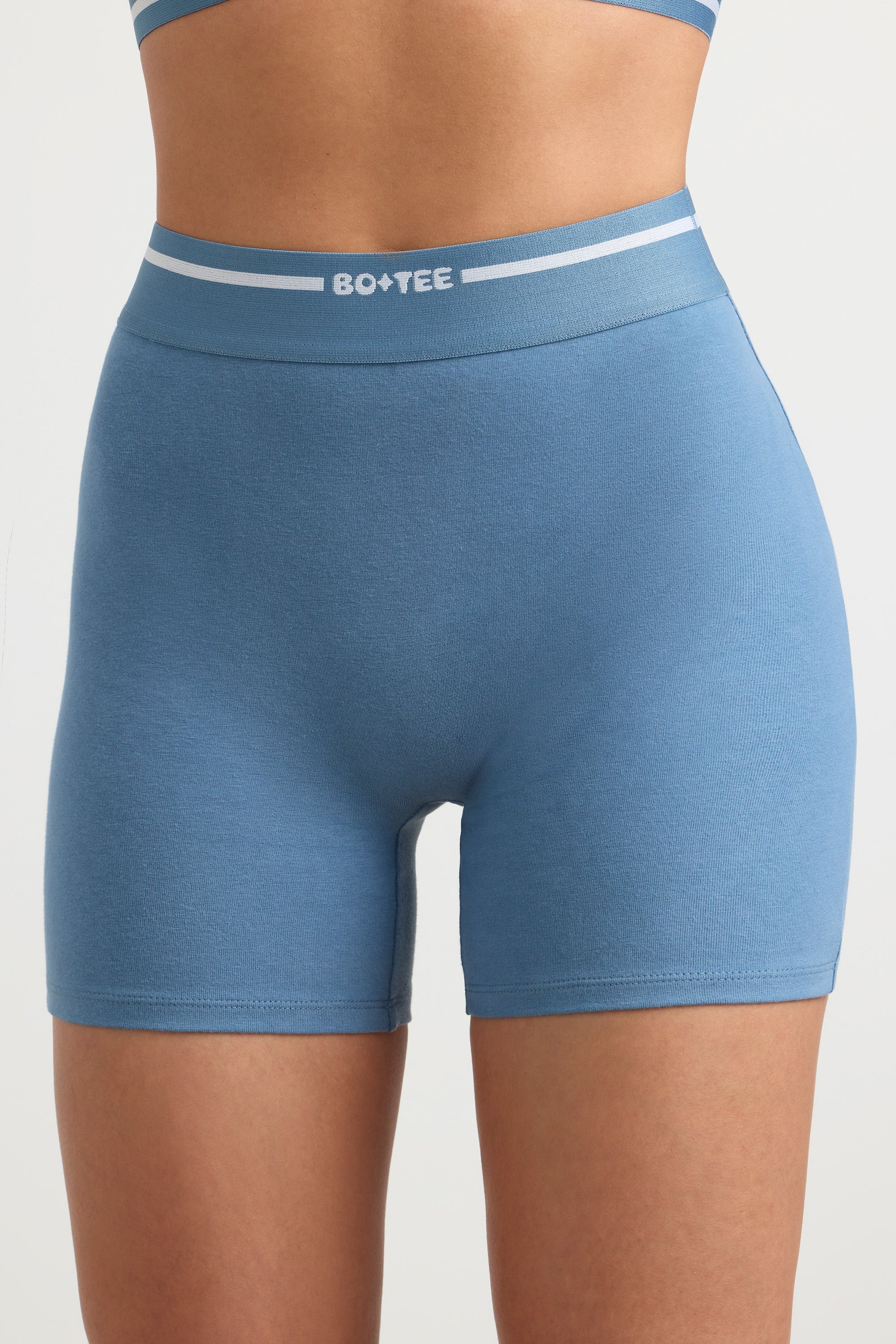 Reset High-Waist Mini Shorts in Steel Blue