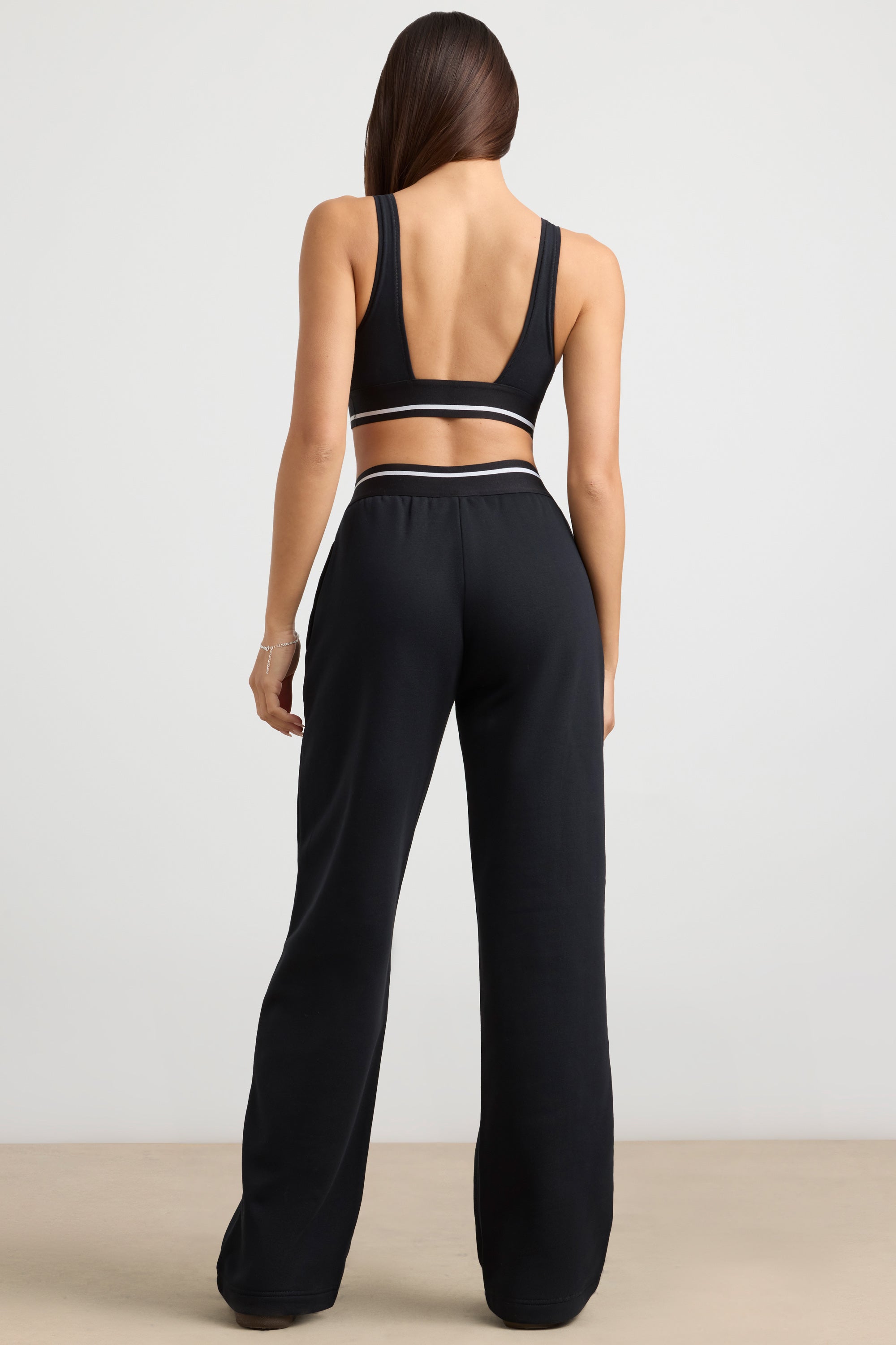 Fluid High-Waist Straight-Leg Joggers in Black - Image 2