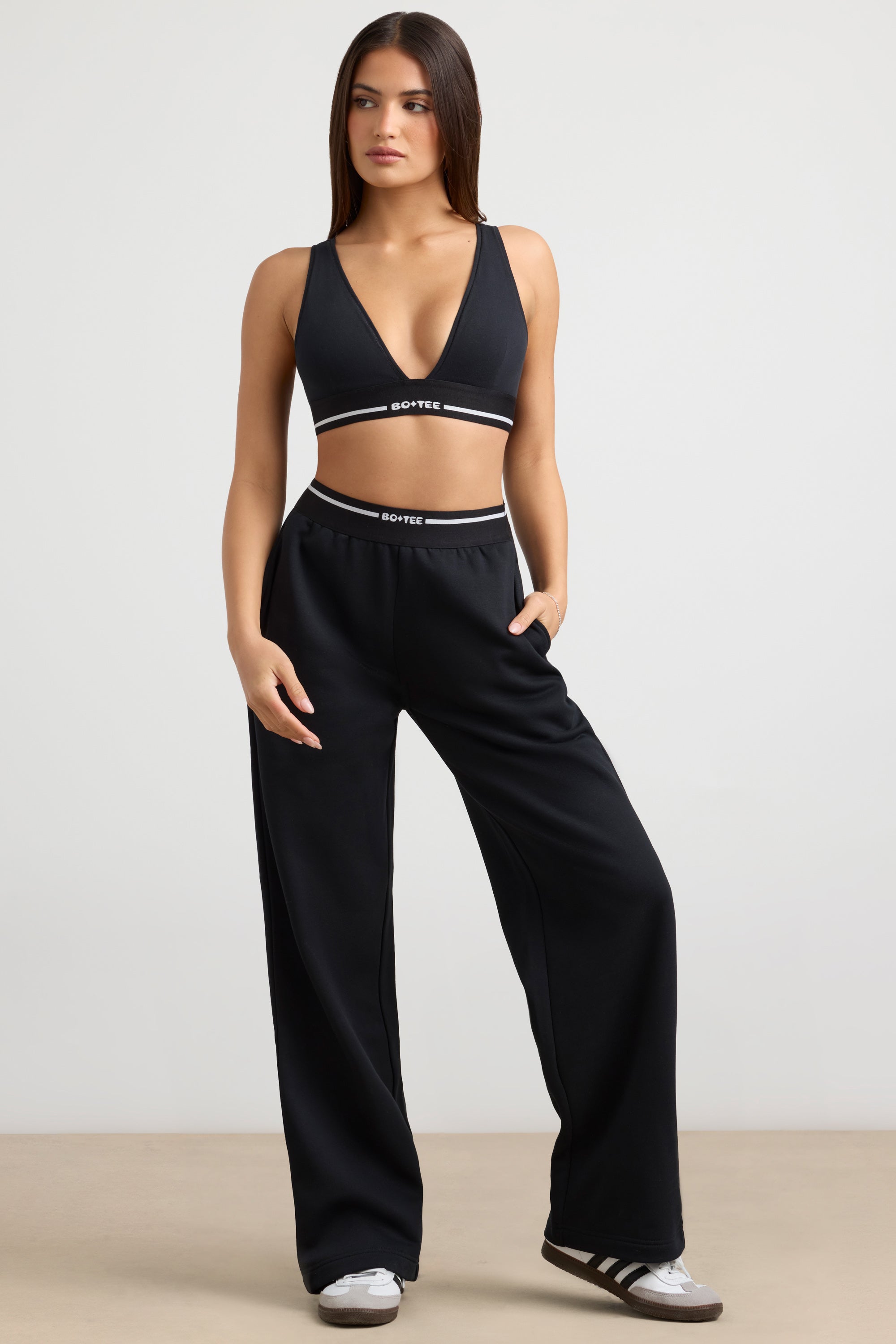 Fluid High-Waist Straight-Leg Joggers in Black - Image 7