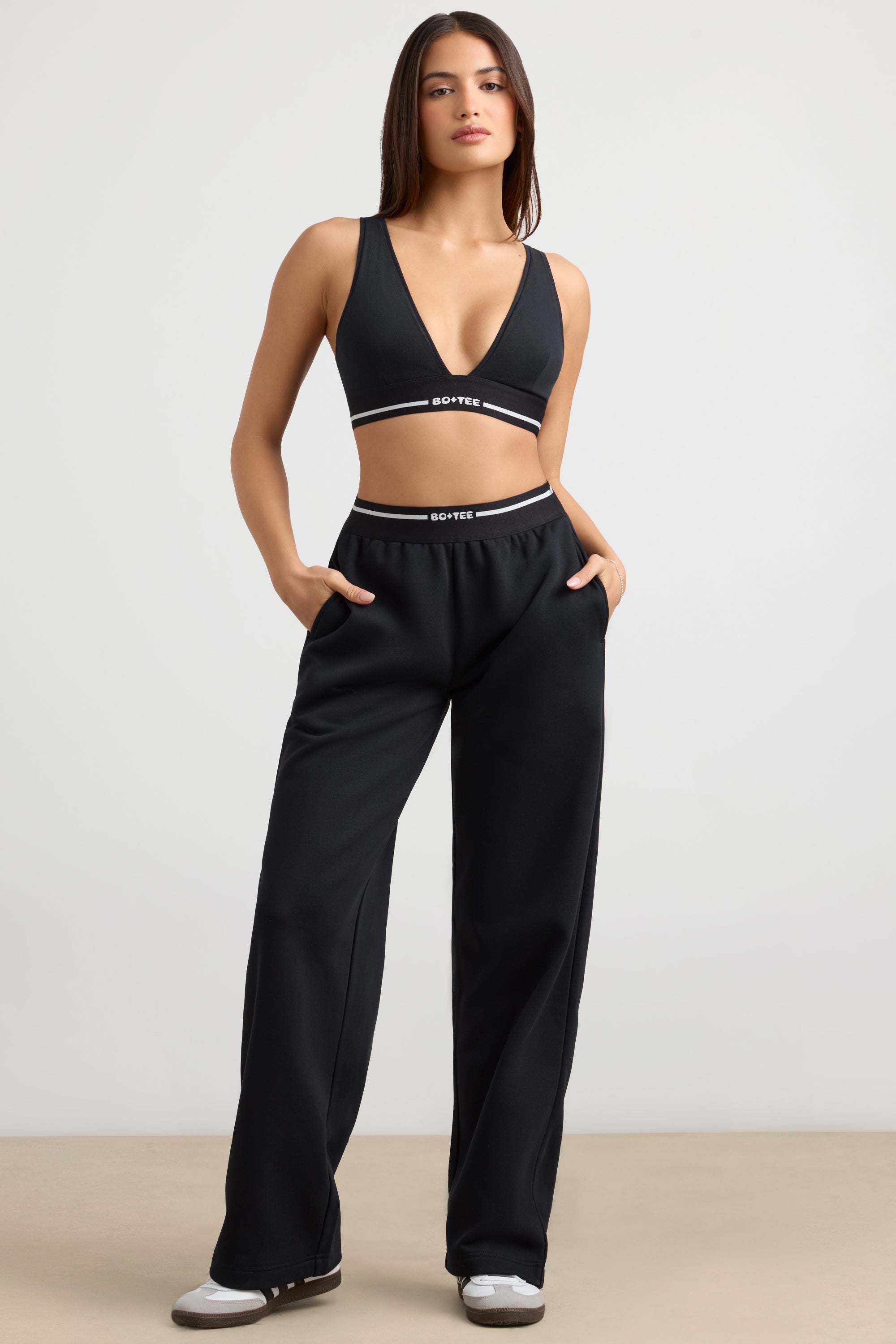 Fluid High-Waist Straight-Leg Joggers in Black - Image 8