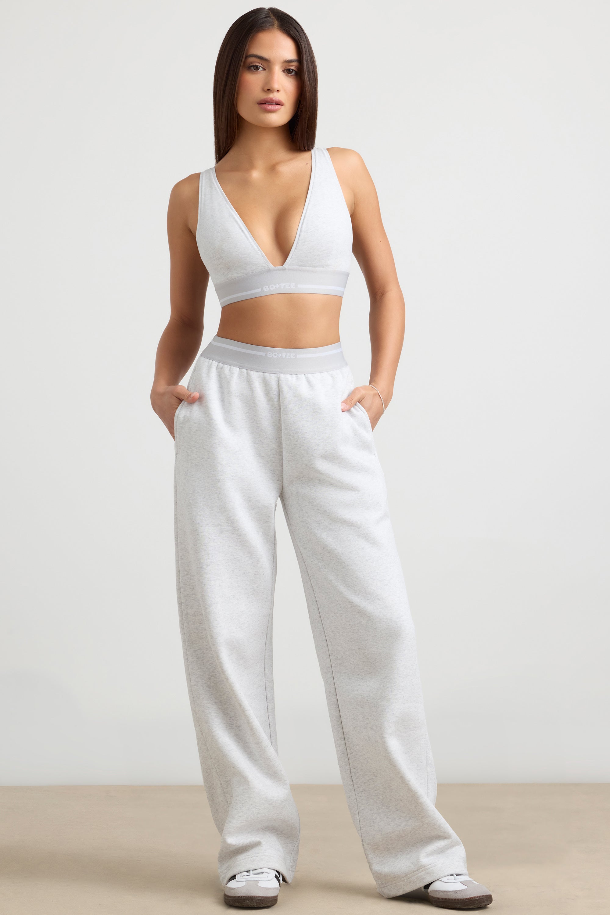 Fluid Petite High-Waist Straight-Leg Joggers in Grey Marl - Image 5