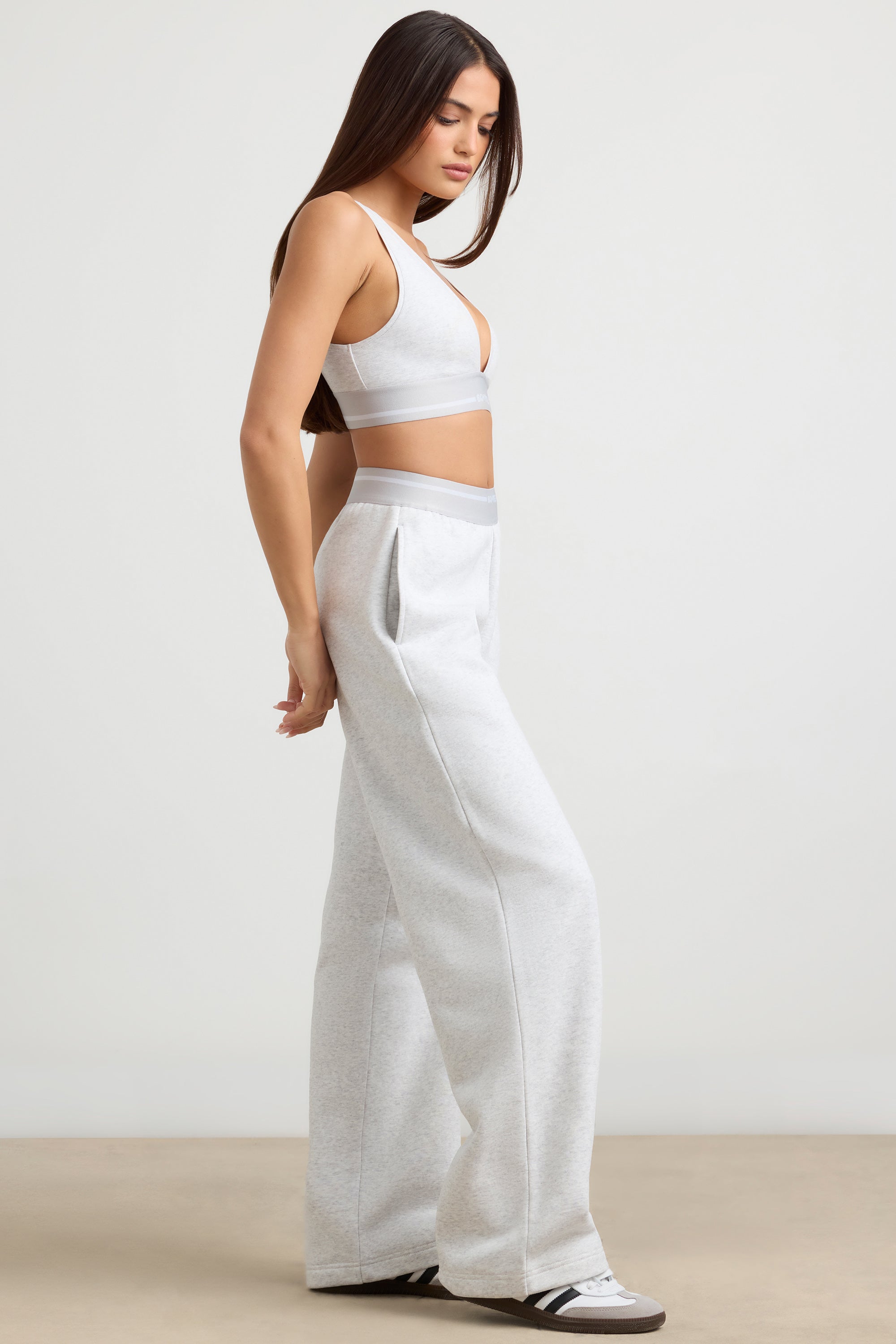 Fluid High-Waist Straight-Leg Joggers in Grey Marl - Image 8