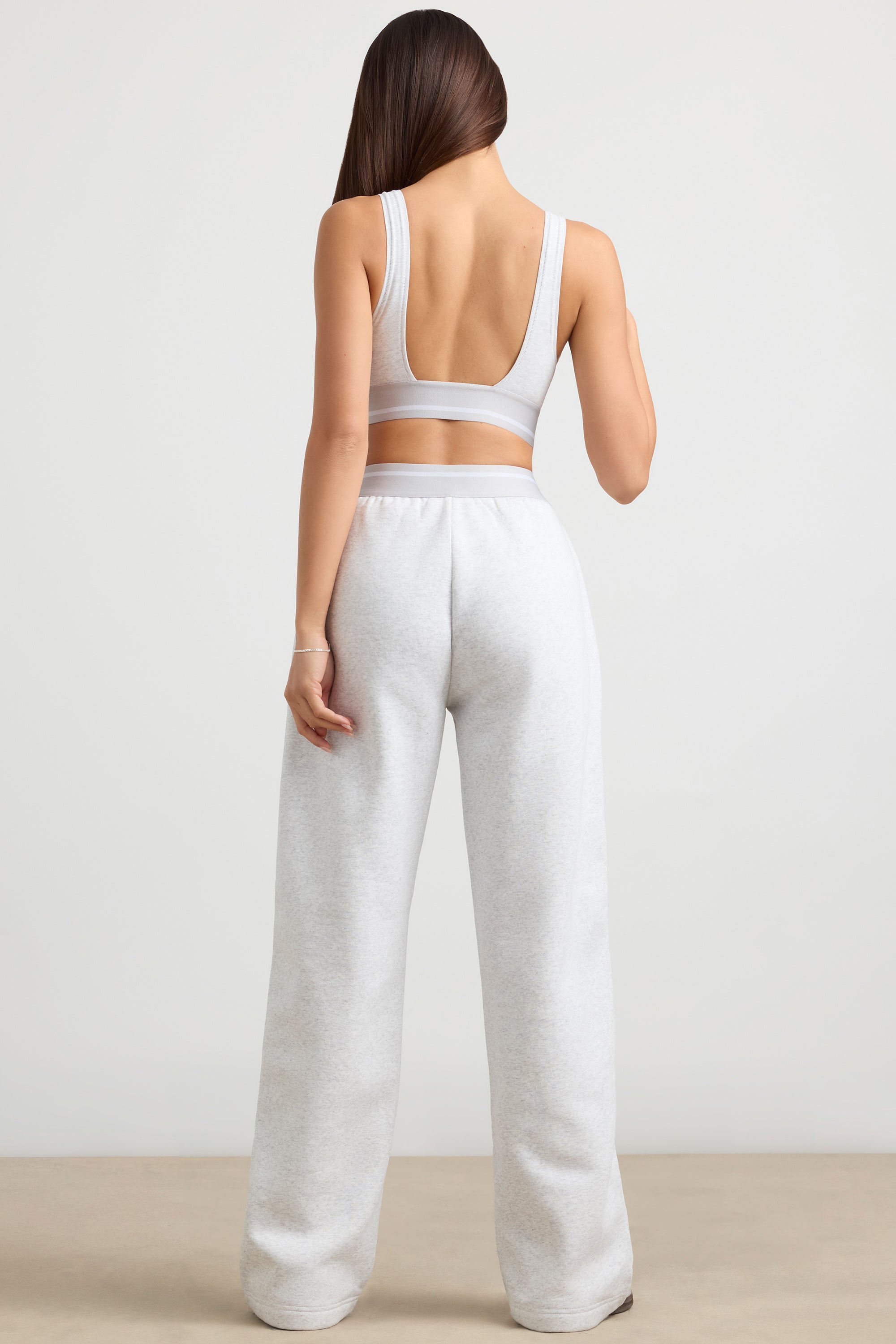 Fluid High-Waist Straight-Leg Joggers in Grey Marl - Image 2
