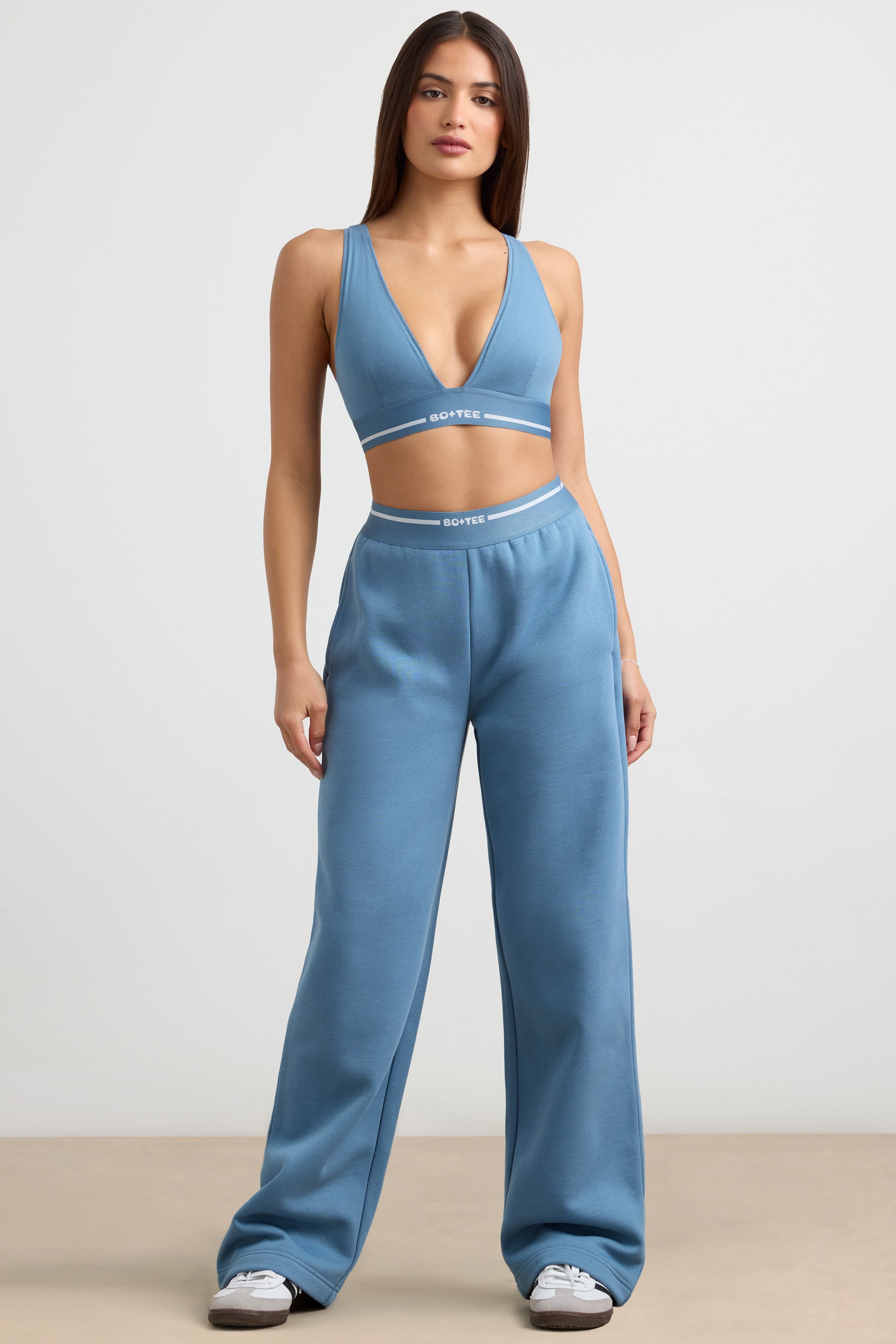 Fluid Petite High-Waist Straight-Leg Joggers in Steel Blue - Image 6