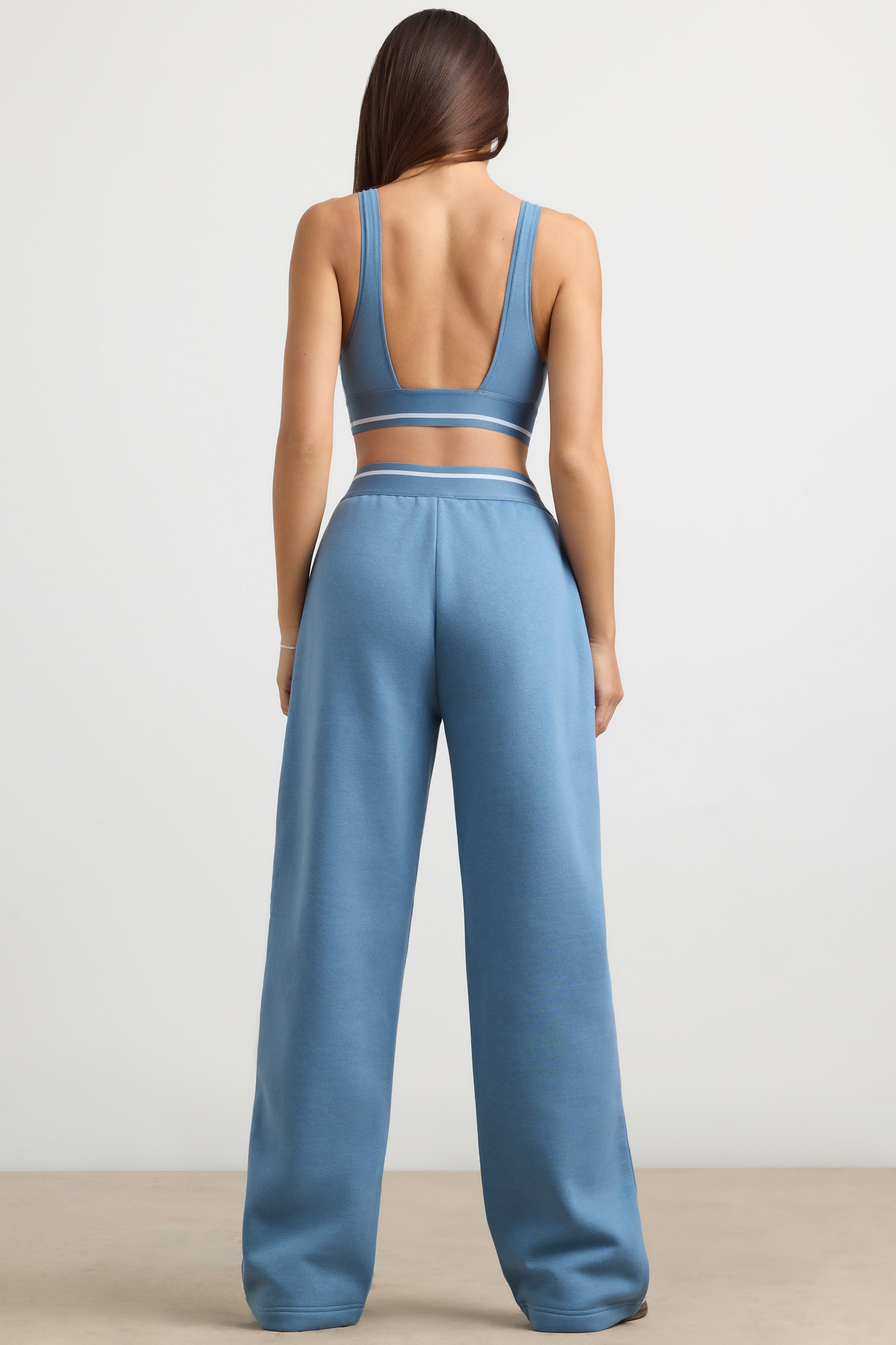 Fluid Petite High-Waist Straight-Leg Joggers in Steel Blue - Image 2