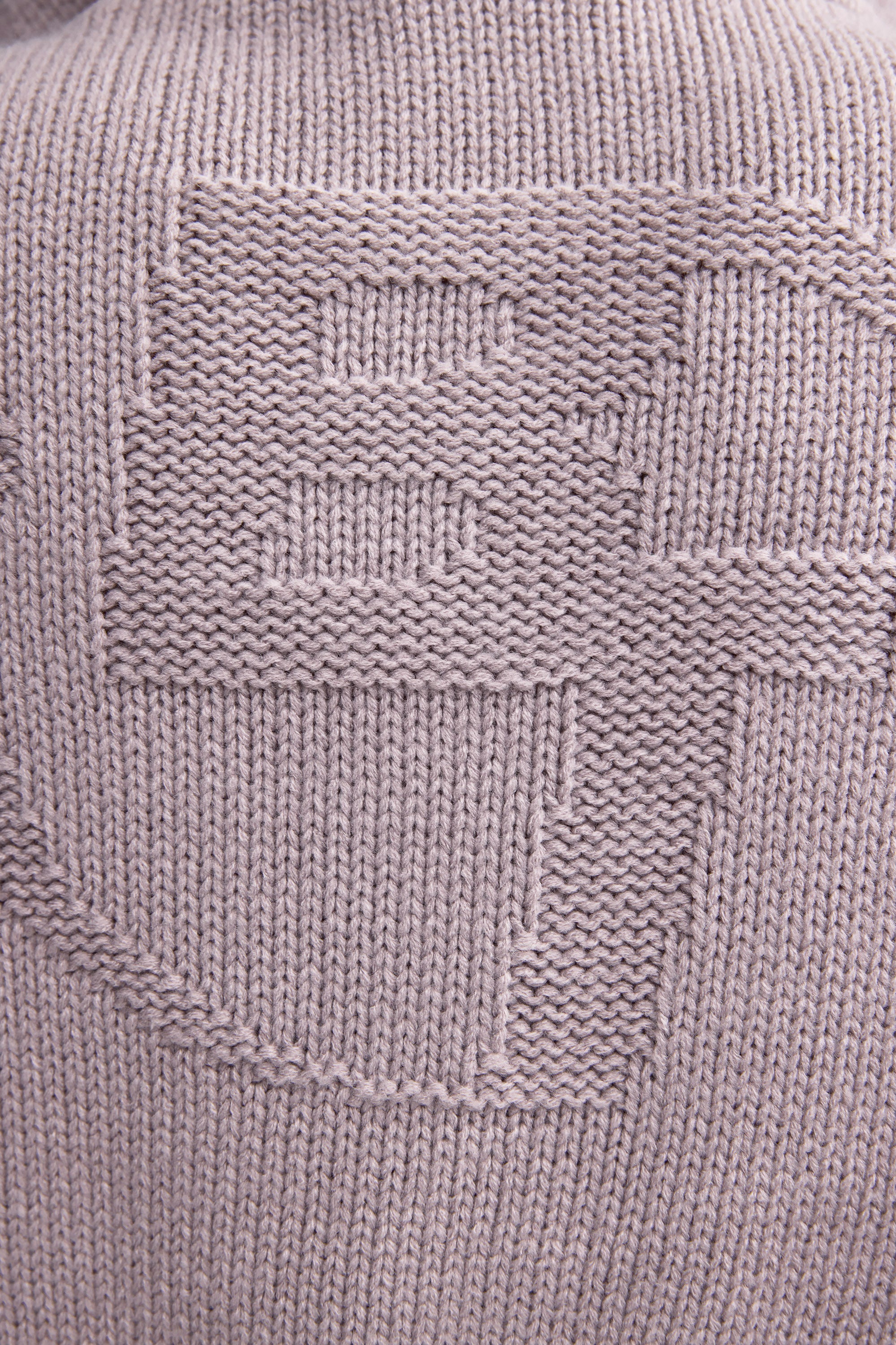 Cropped Zip-Up Chunky Knit Hoodie in Dusty Lavender - Image 4