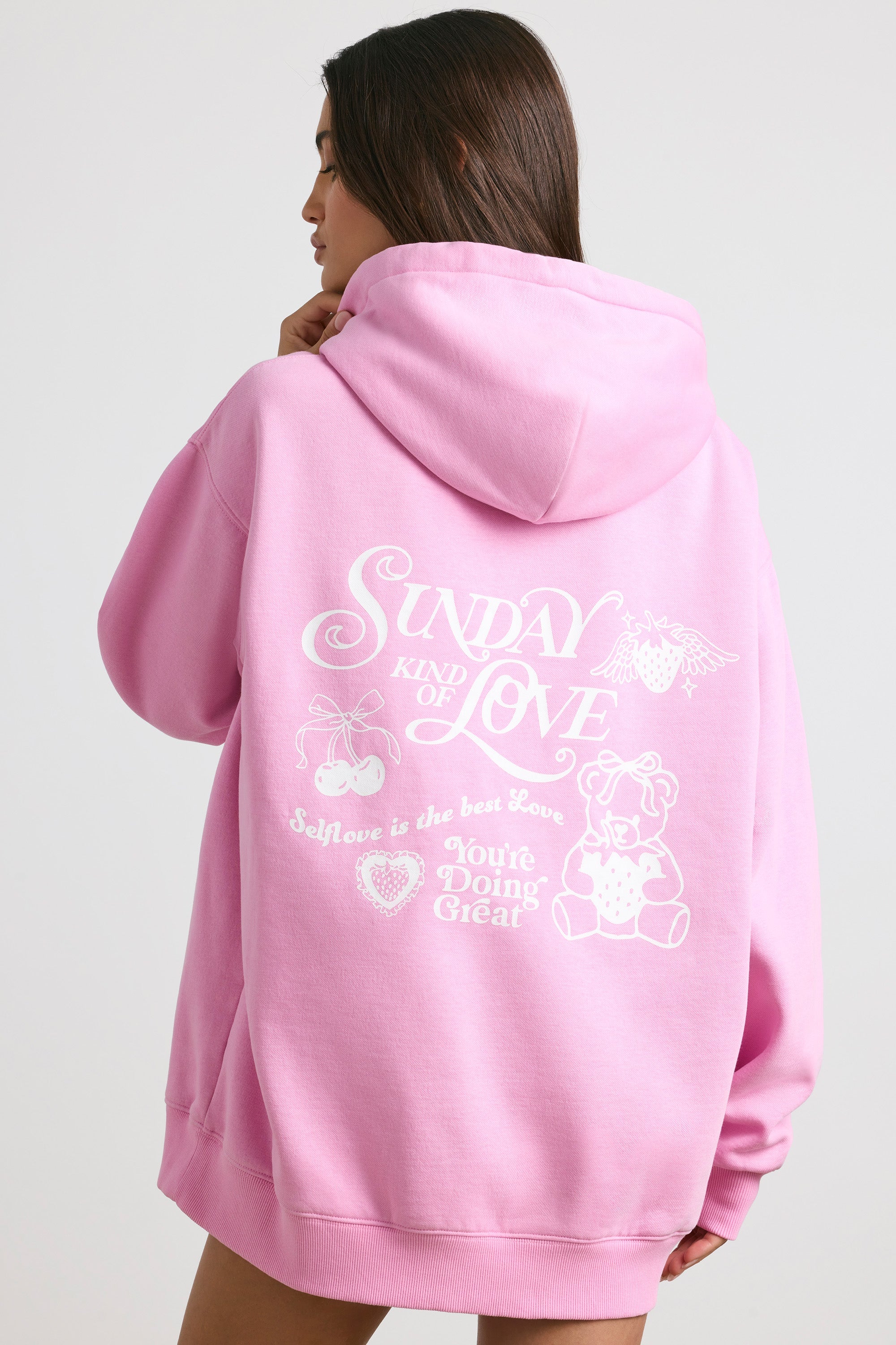 Sunday Love Oversized Hoodie in Bubblegum Pink