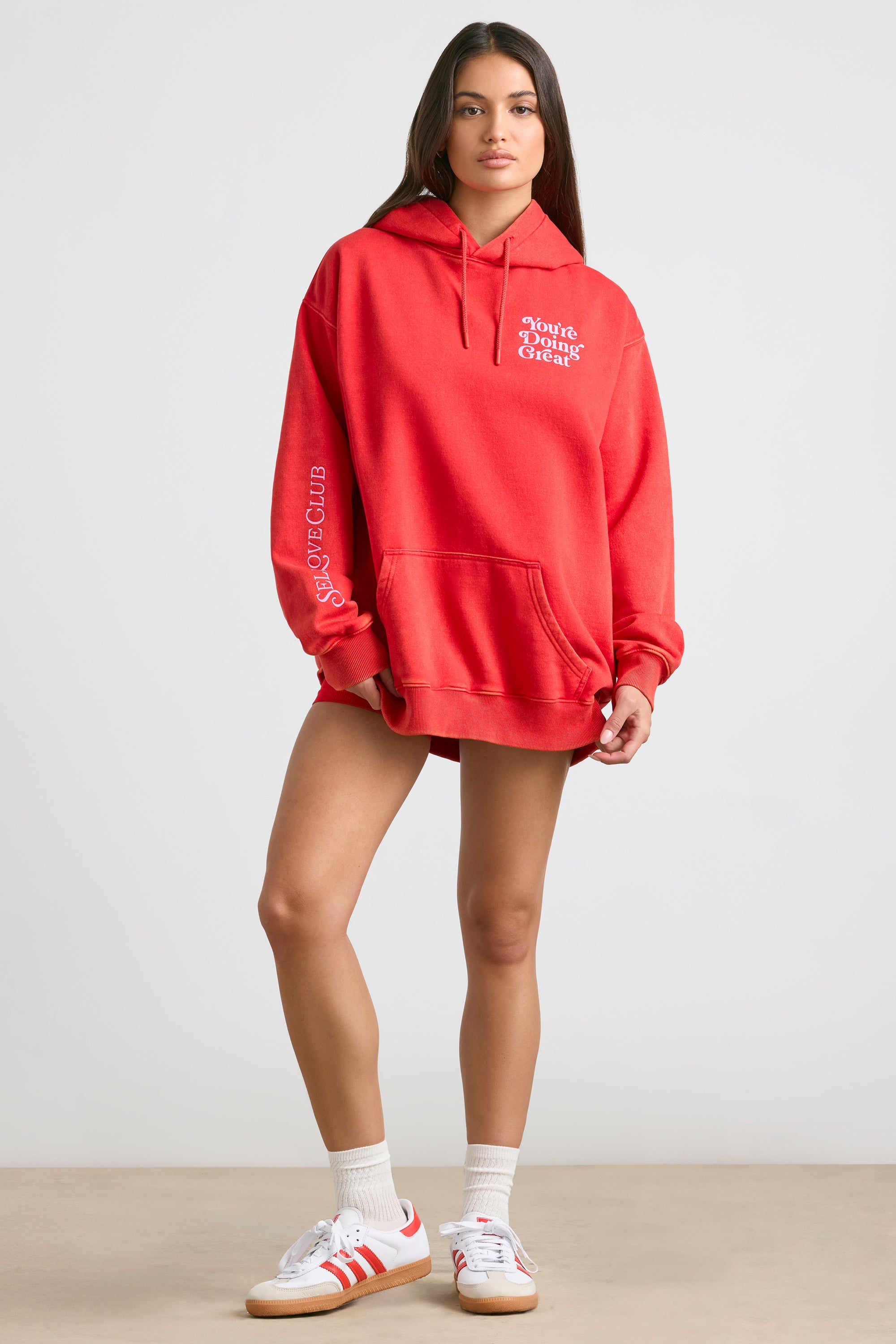 Sunday Love Oversized Hoodie in Red - Image 5