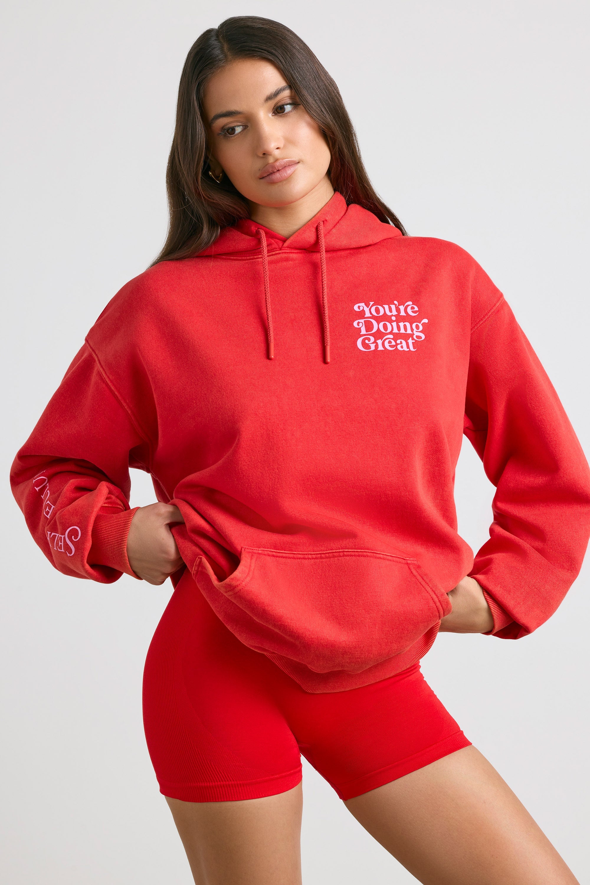 Sunday Love Oversized Hoodie in Red - Image 2