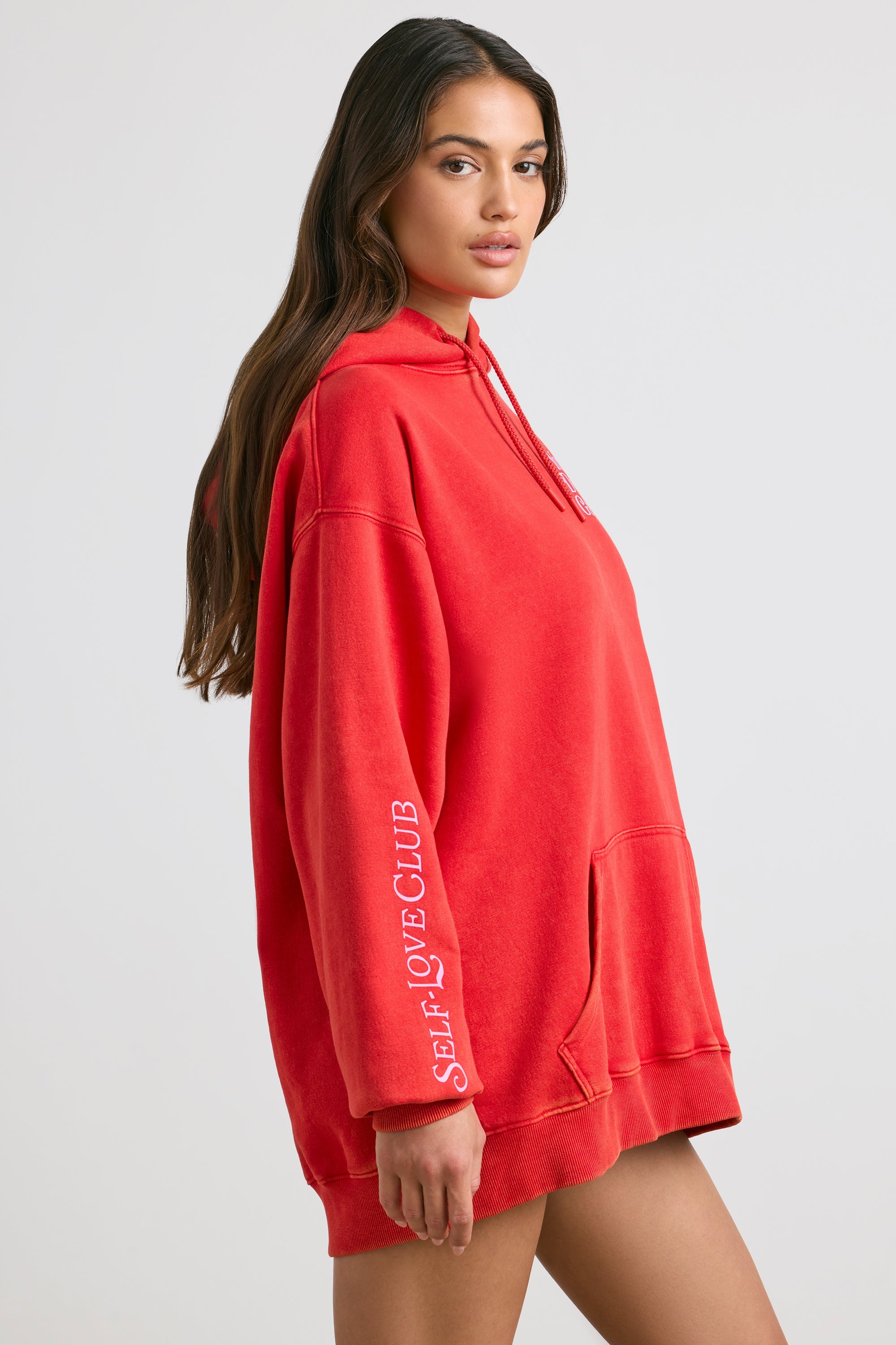 Sunday Love Oversized Hoodie in Red - Image 3