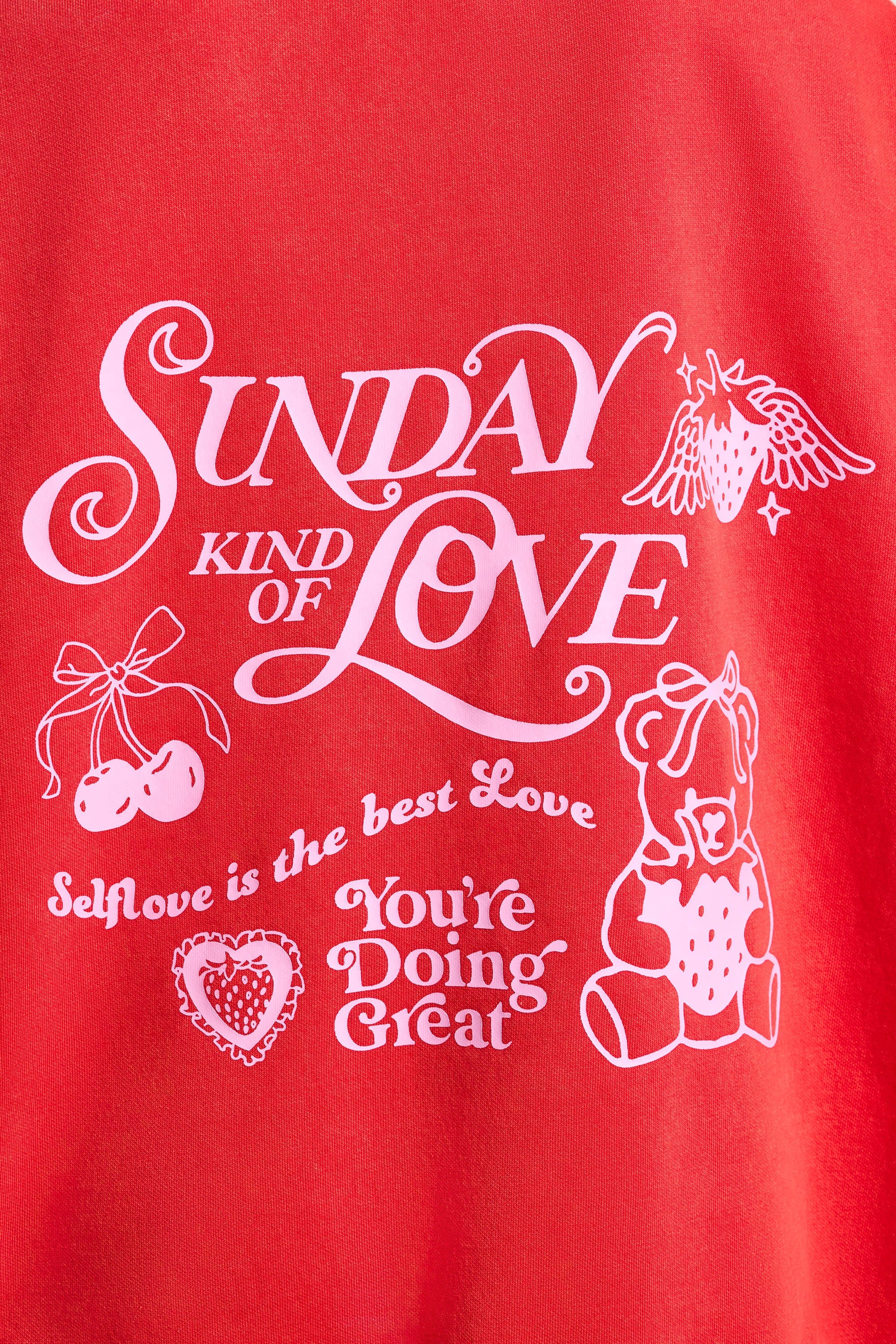 Sunday Love Oversized Hoodie in Red - Image 4