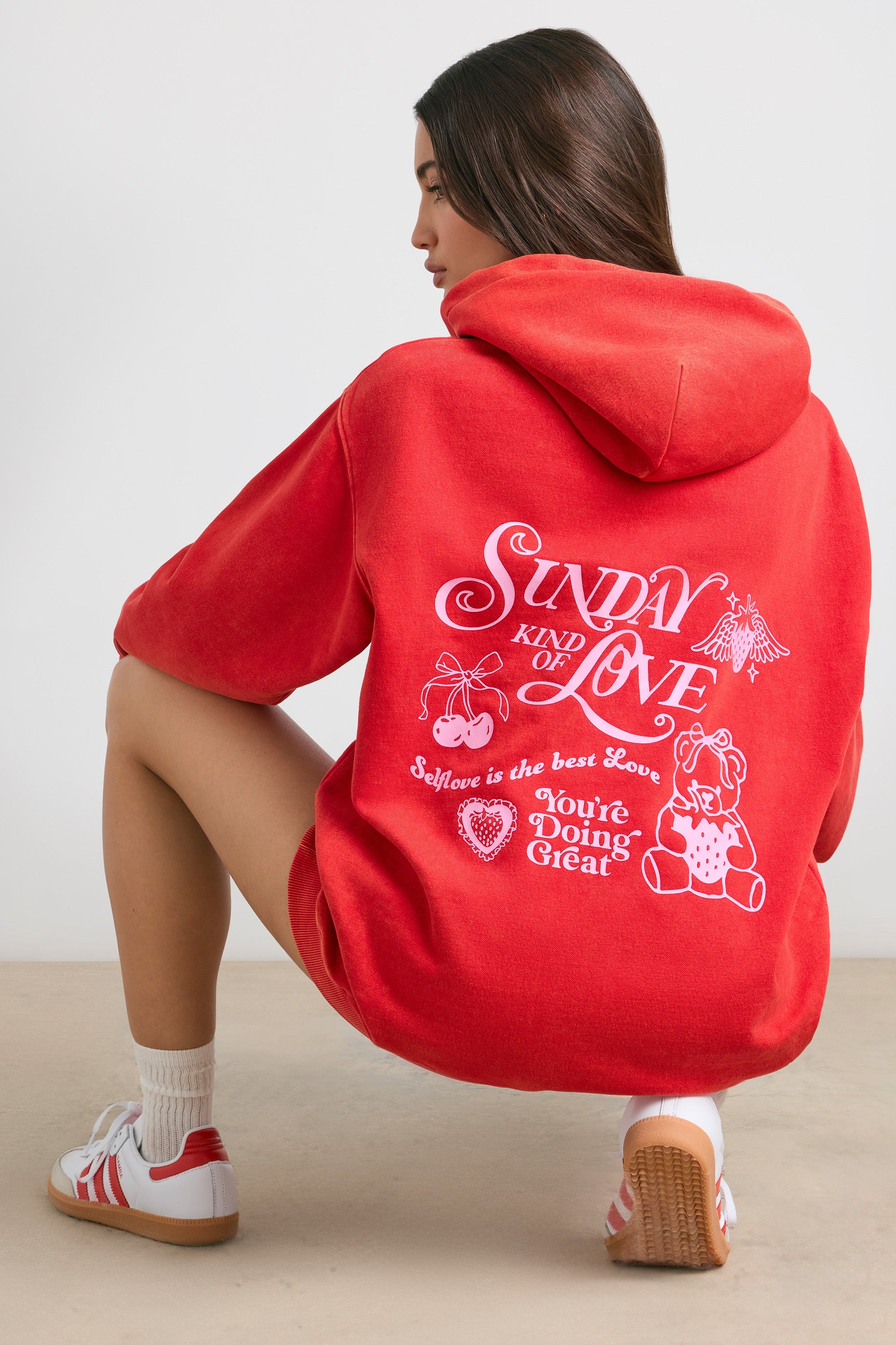 Sunday Love Oversized Hoodie in Red