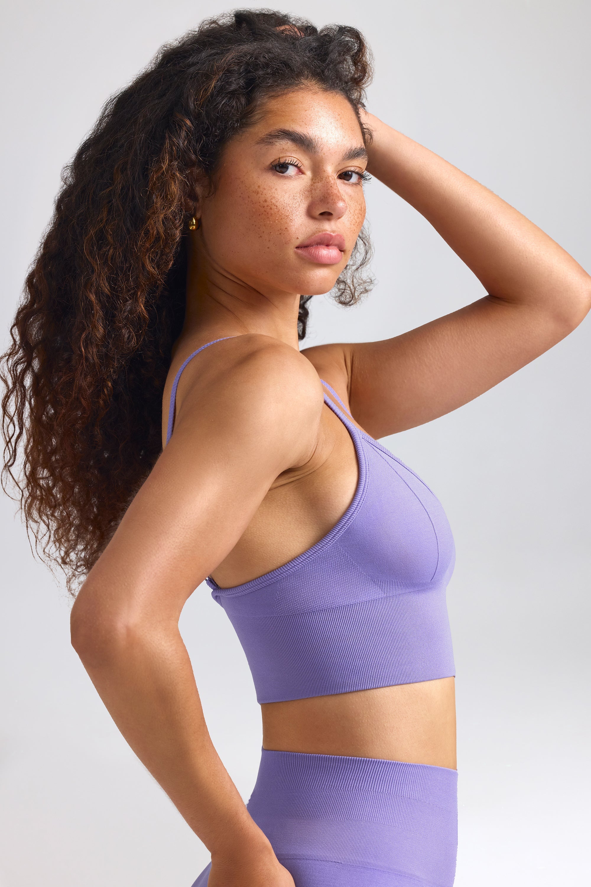 Define Luxe V-Neck Sports Bra in Purple - Image 3