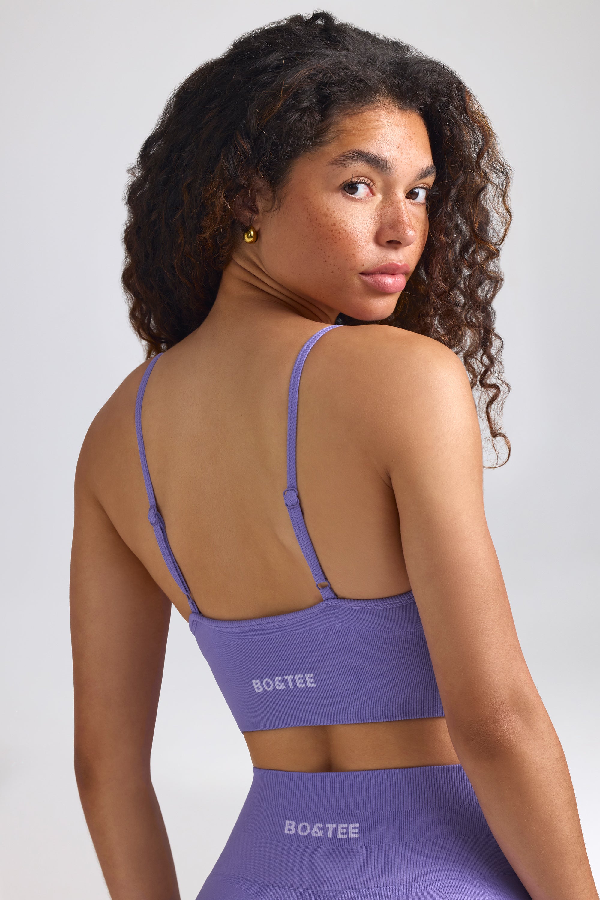 Define Luxe V-Neck Sports Bra in Purple - Image 2