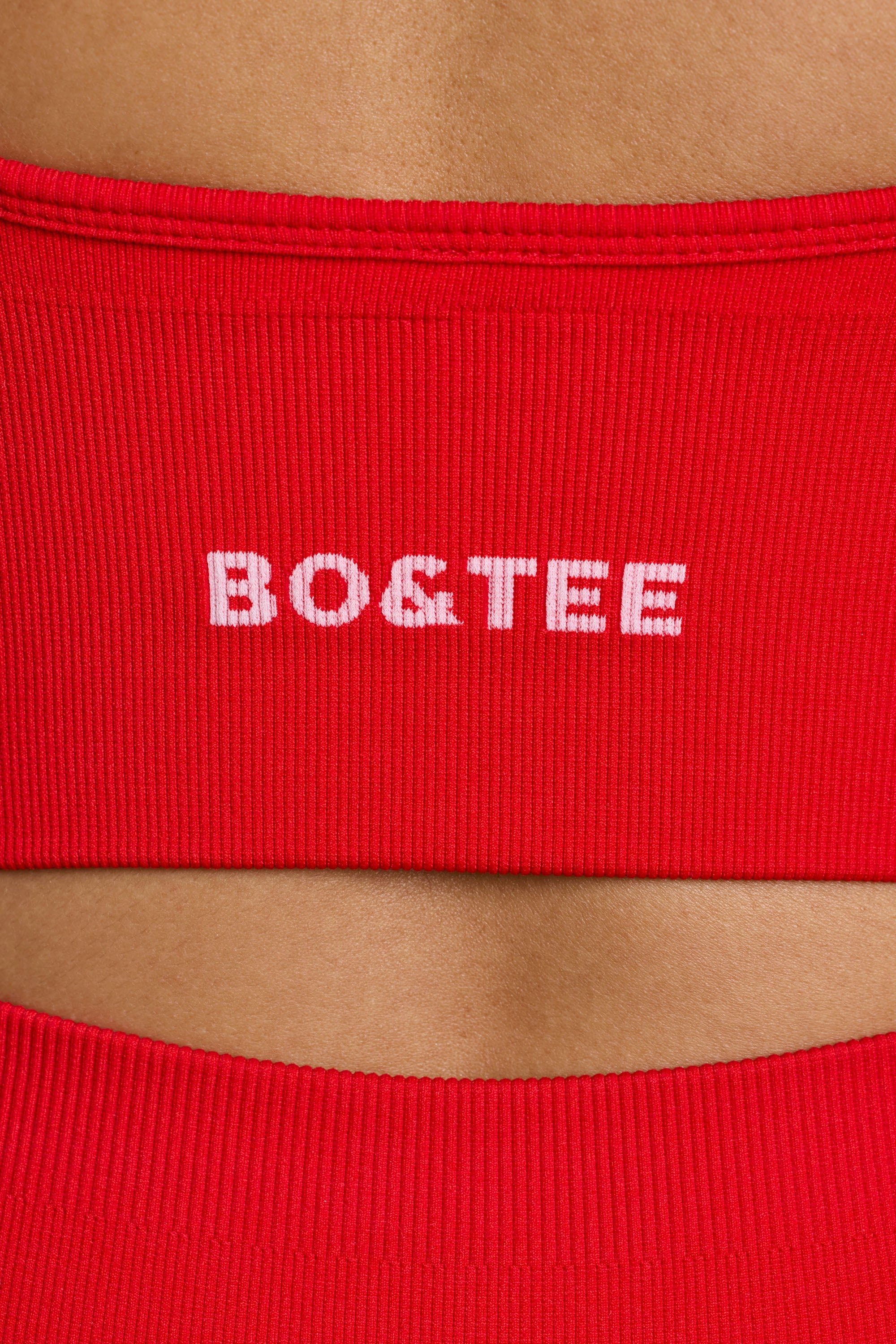 Exclusive V-Neck Define Luxe Sports Bra in Red - Image 4