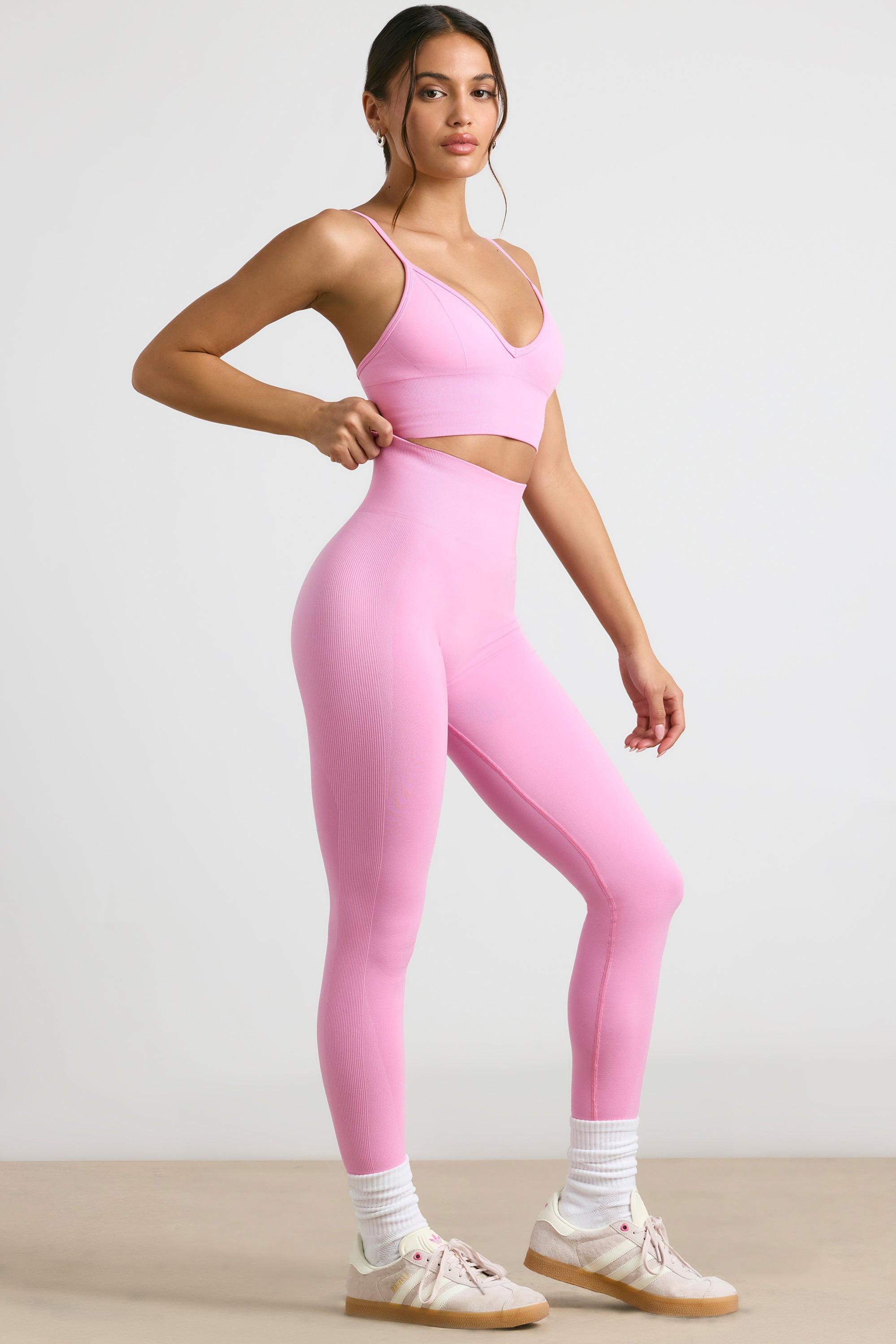Admired Petite High-Waist Define Luxe Leggings in Bubblegum Pink - Image 3