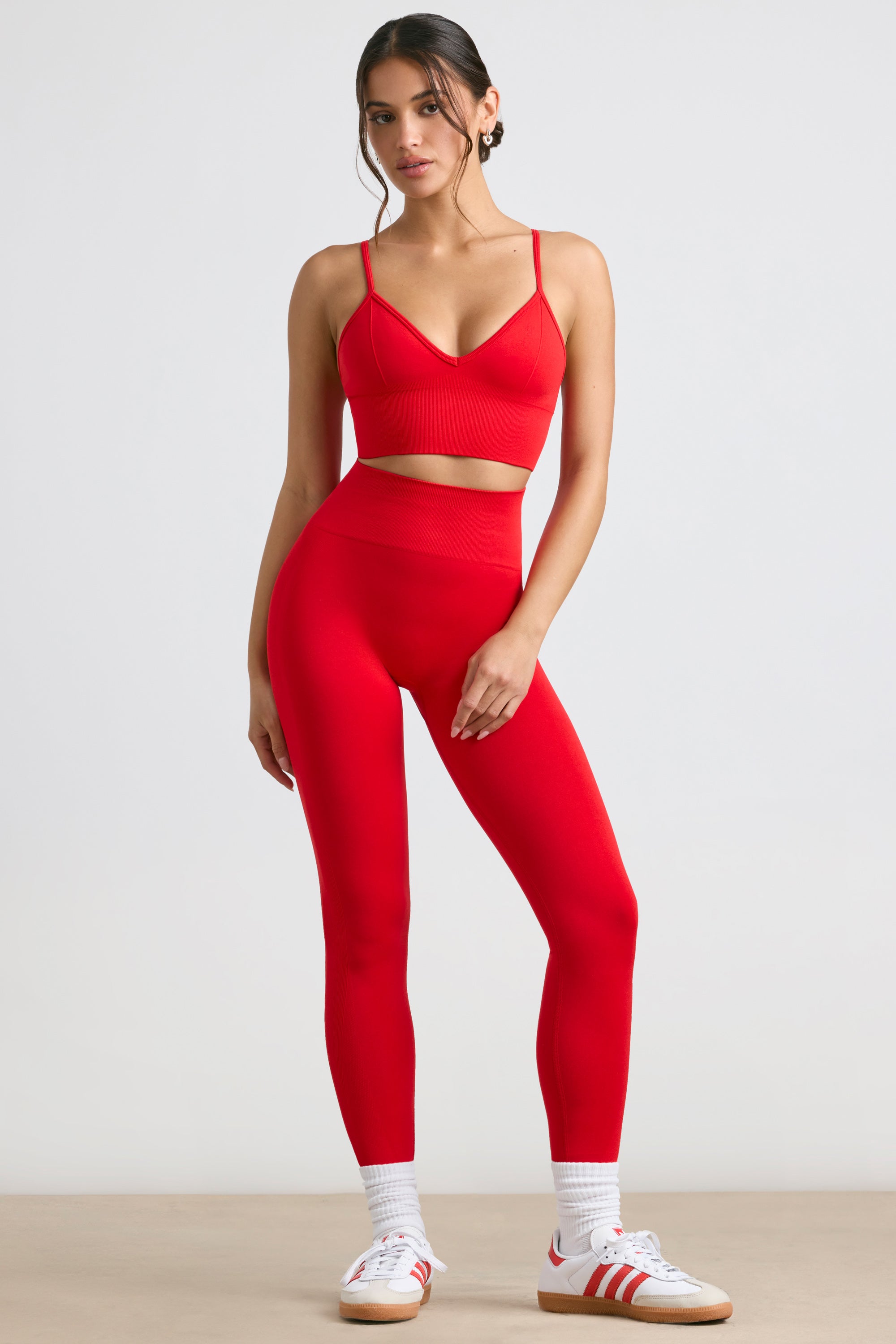 Admired Petite High-Waist Define Luxe Leggings in Red - Image 6