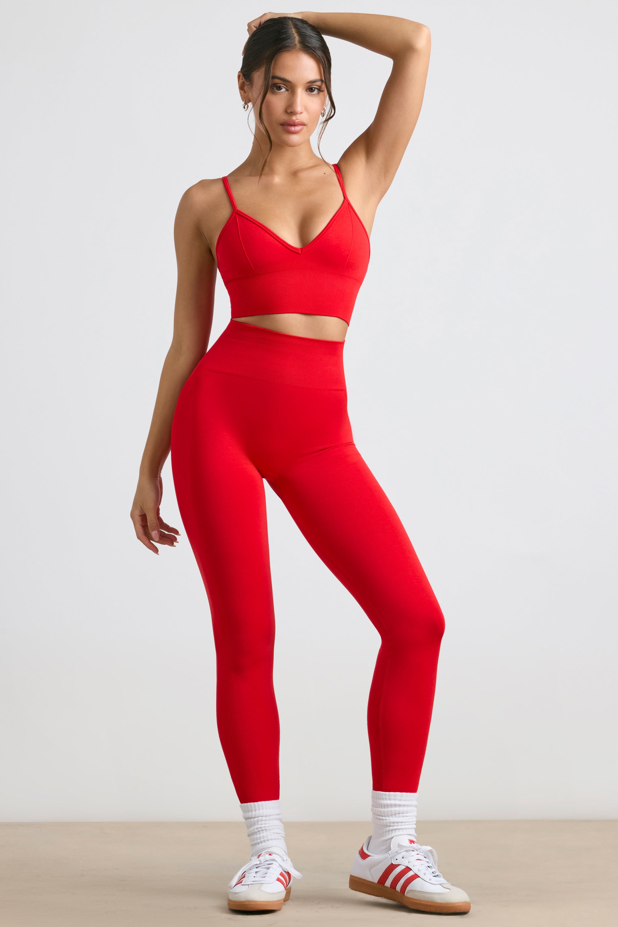 Admired Petite High-Waist Define Luxe Leggings in Red