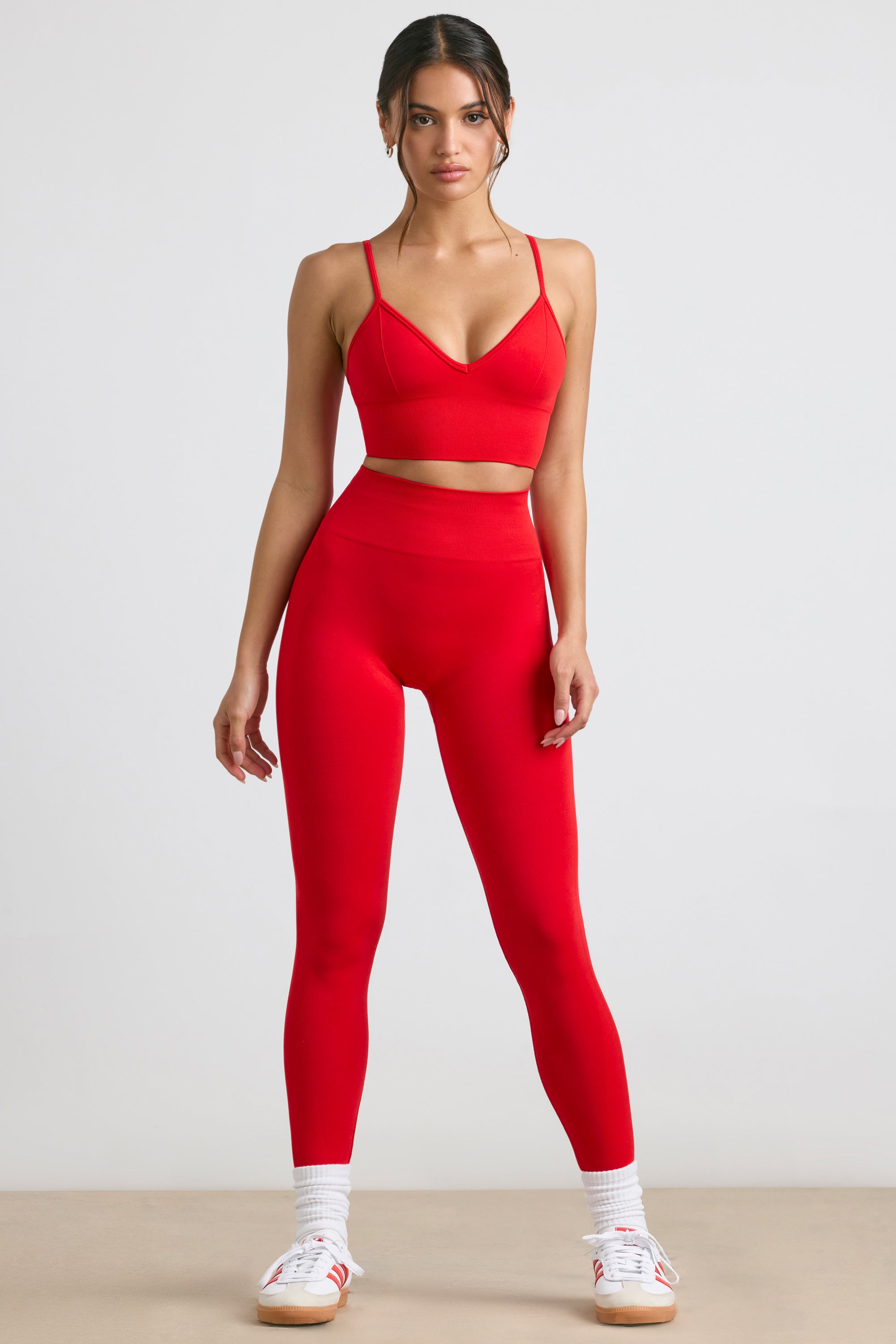 Admired Petite High-Waist Define Luxe Leggings in Red - Image 8