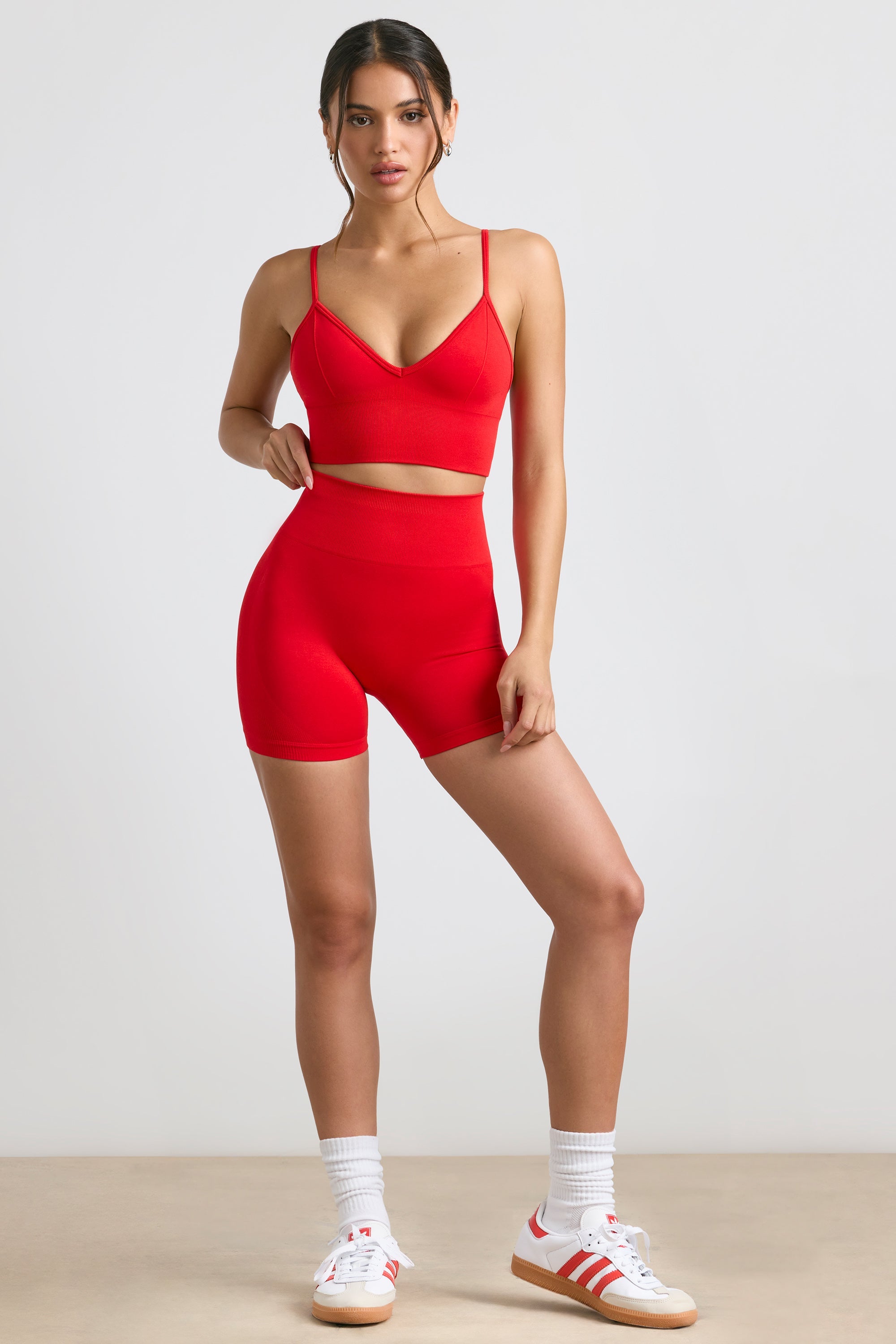 Crush High-Waist Define Luxe Mini Shorts in Red - Image 4