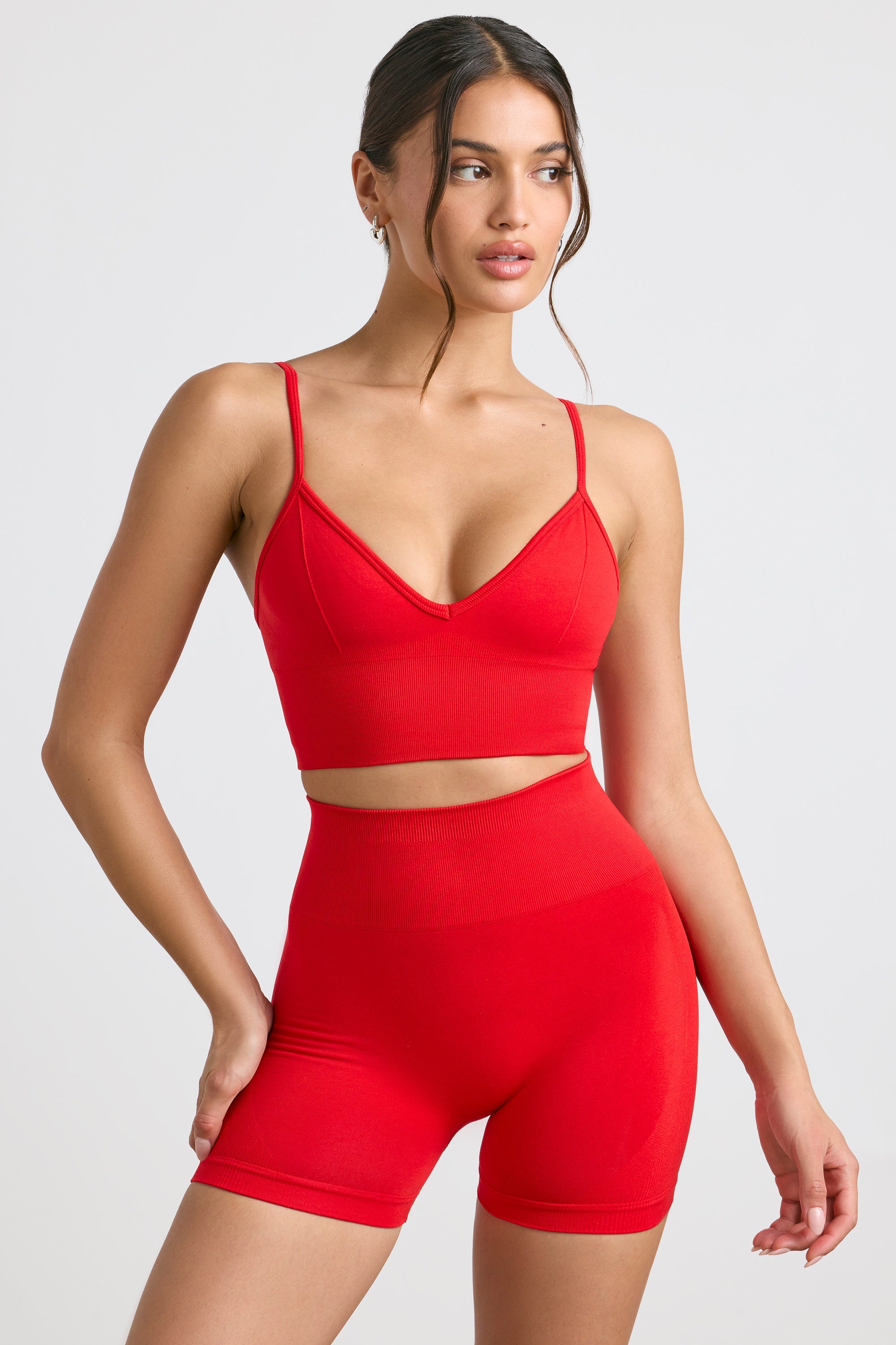 Crush High-Waist Define Luxe Mini Shorts in Red - Image 6