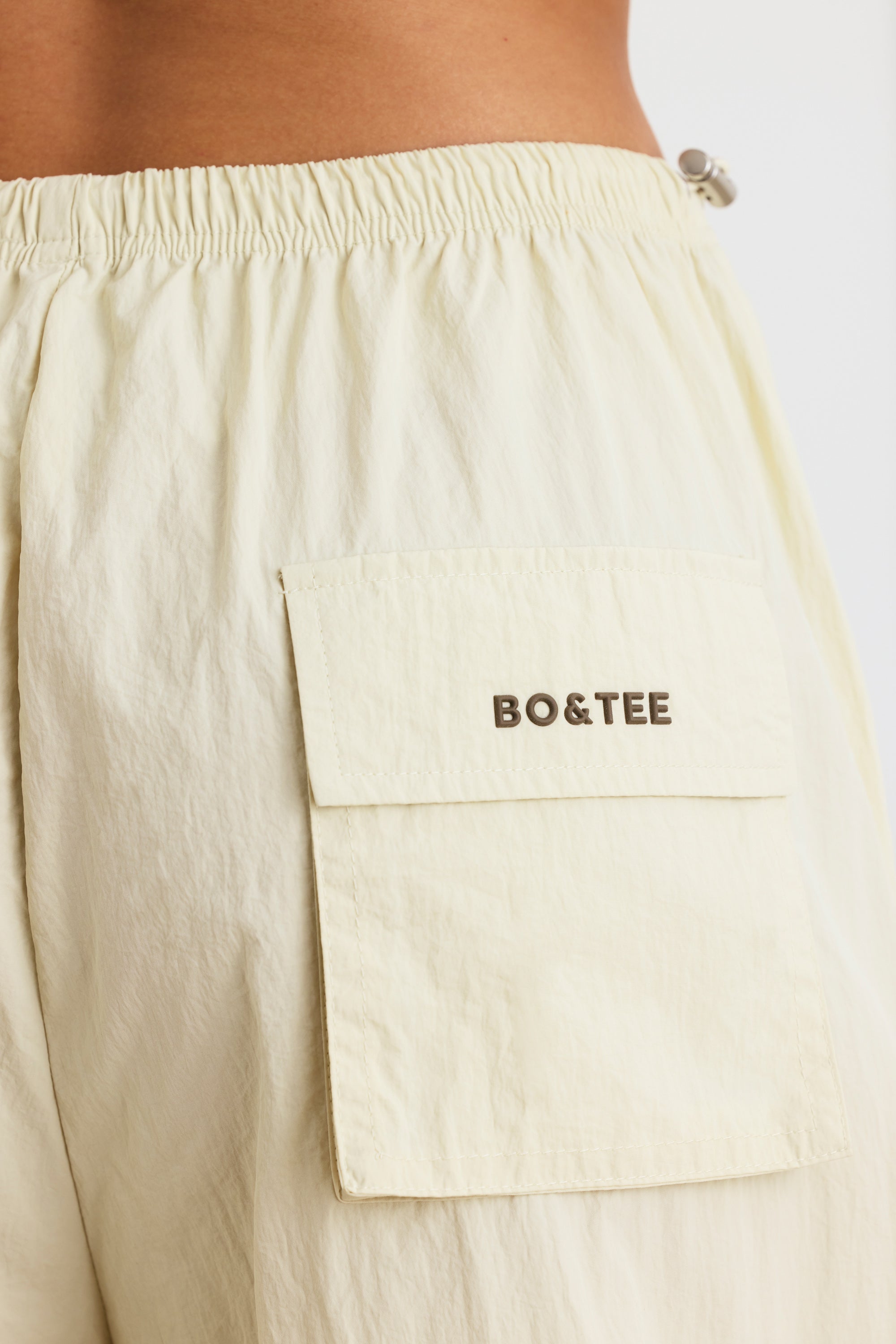 Convertible Wide Leg Track Pants in Bone - Image 4