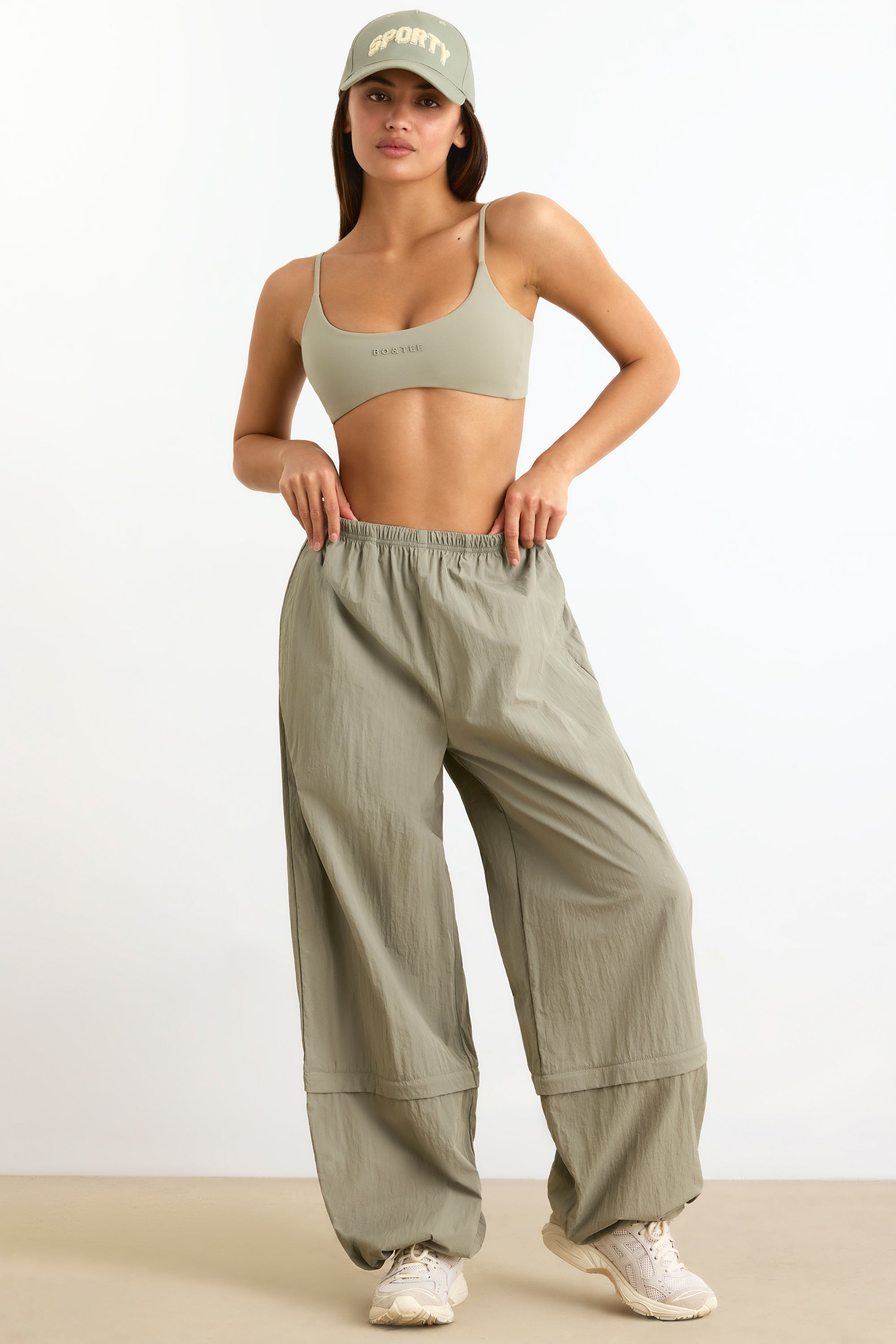 Convertible Wide Leg Track Pants in Mineral - Image 6