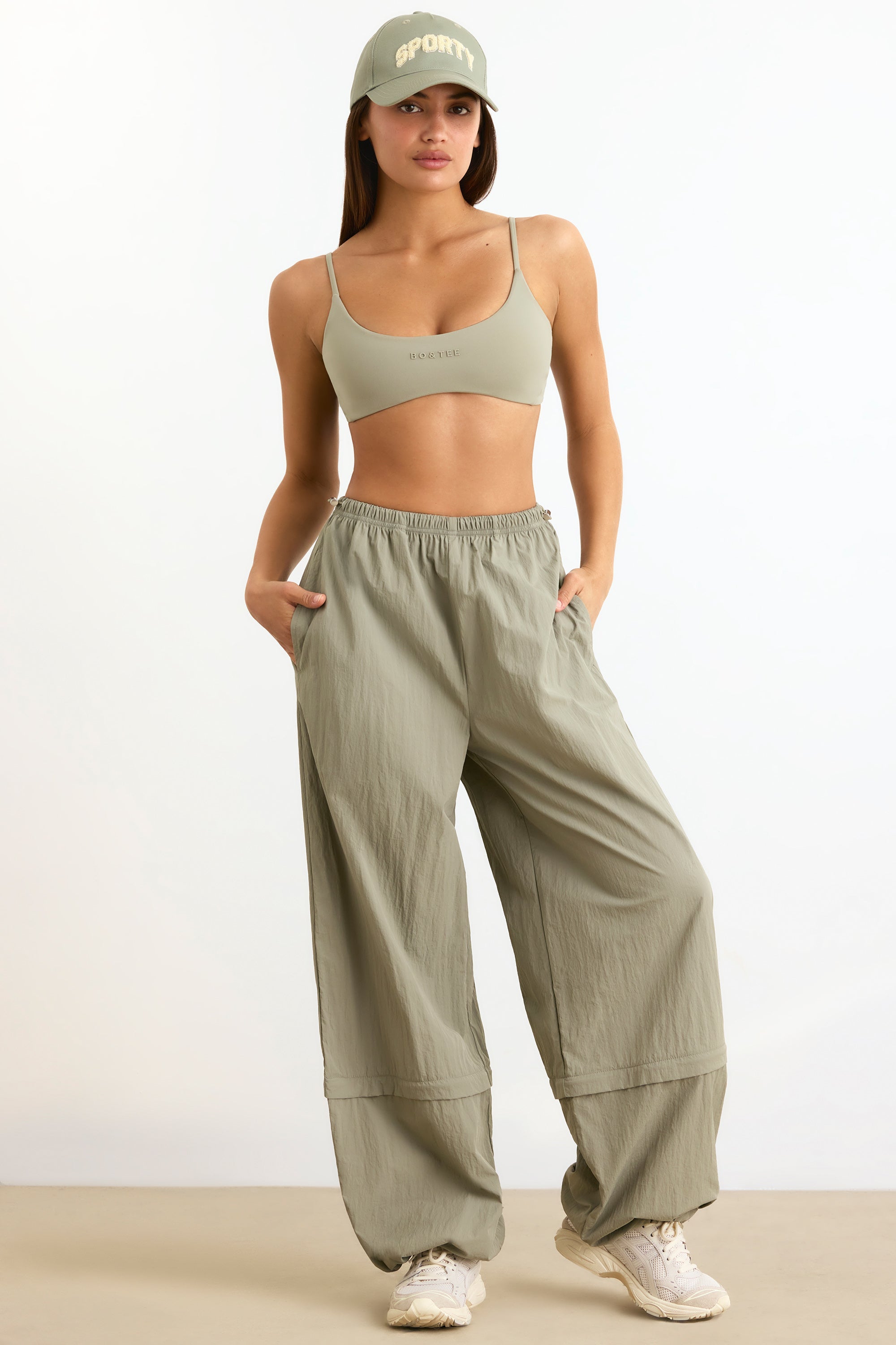Convertible Wide Leg Track Pants in Mineral - Image 5