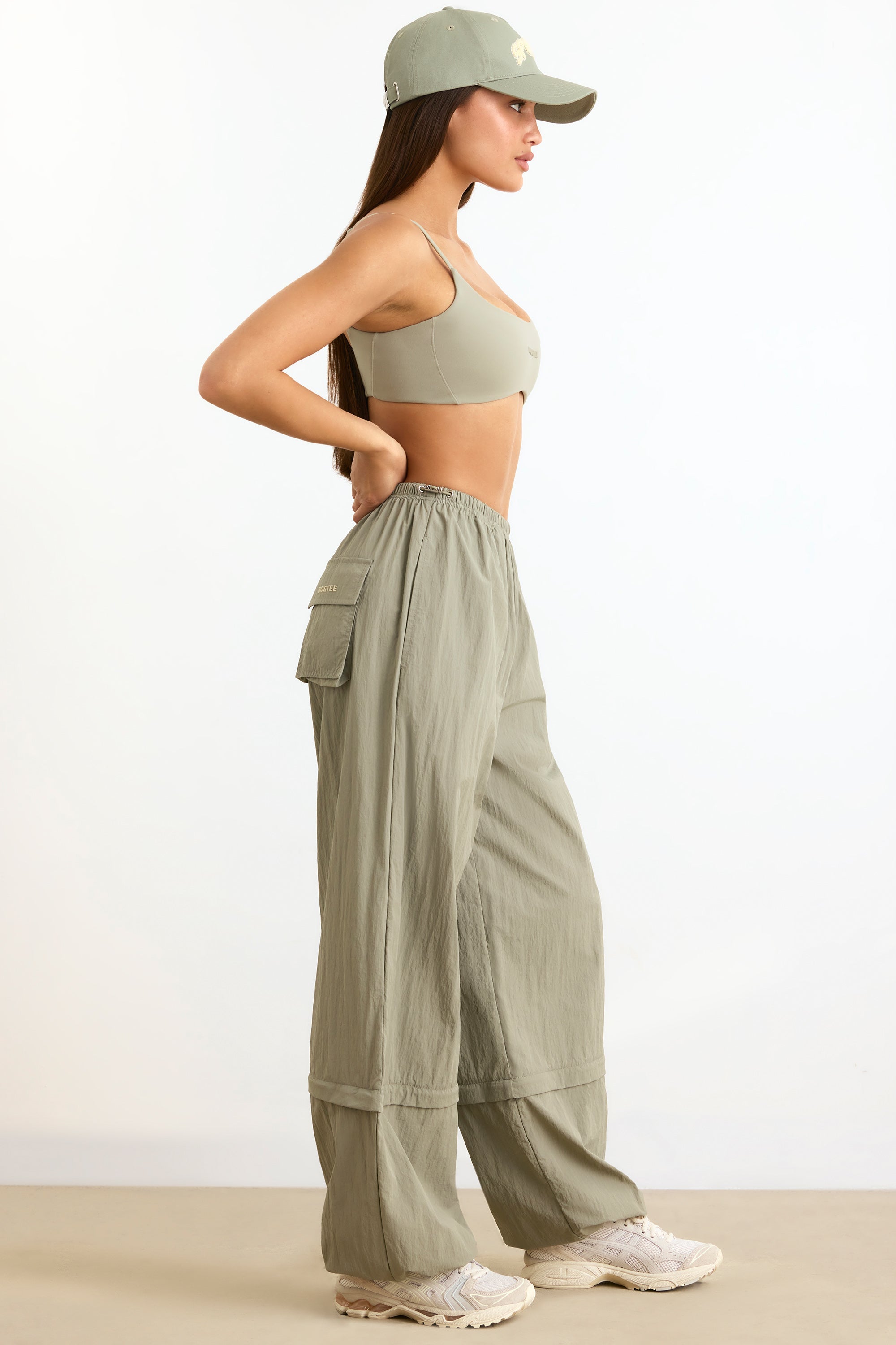 Convertible Wide Leg Track Pants in Mineral - Image 3