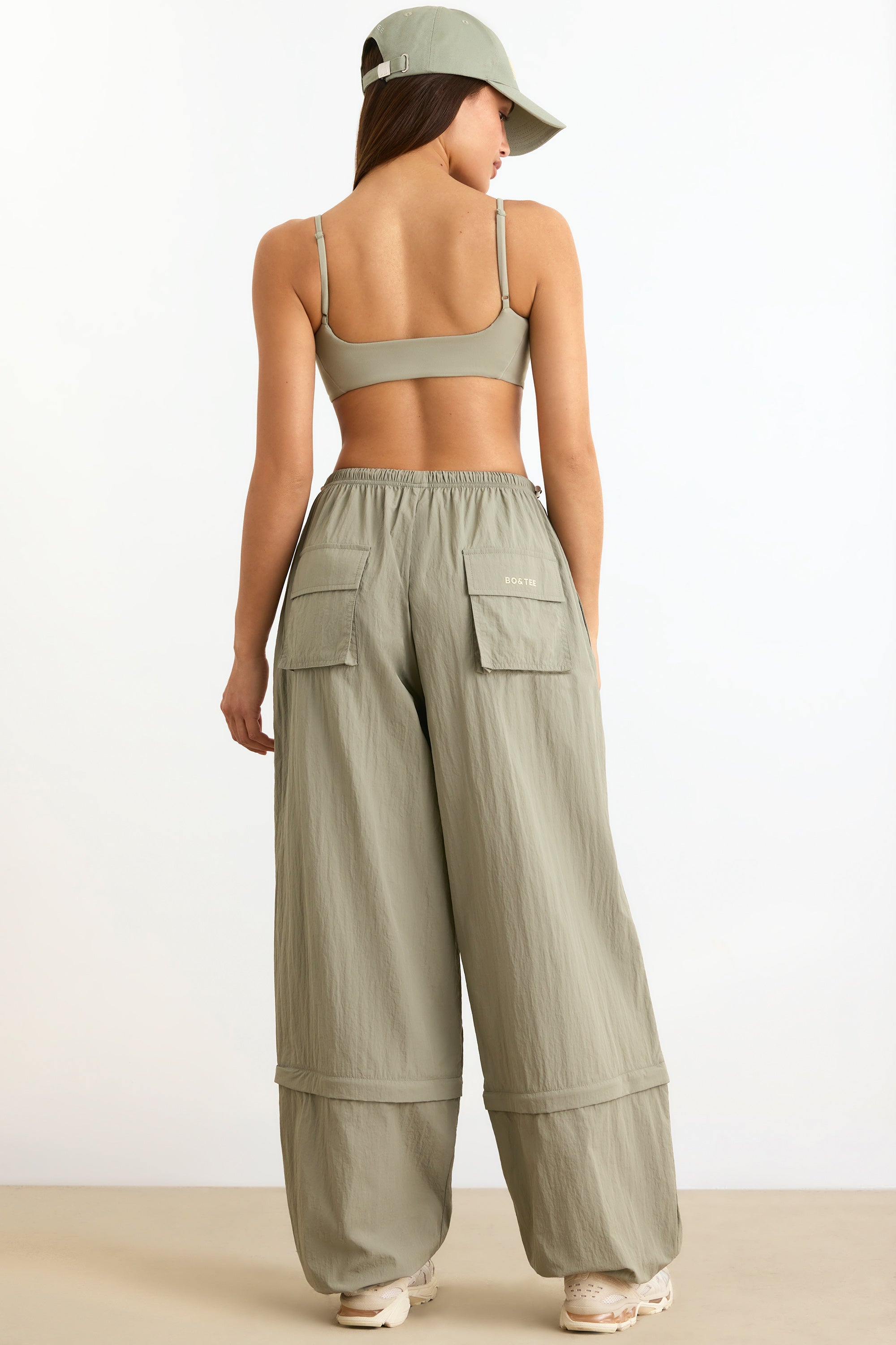 Convertible Wide Leg Track Pants in Mineral - Image 2