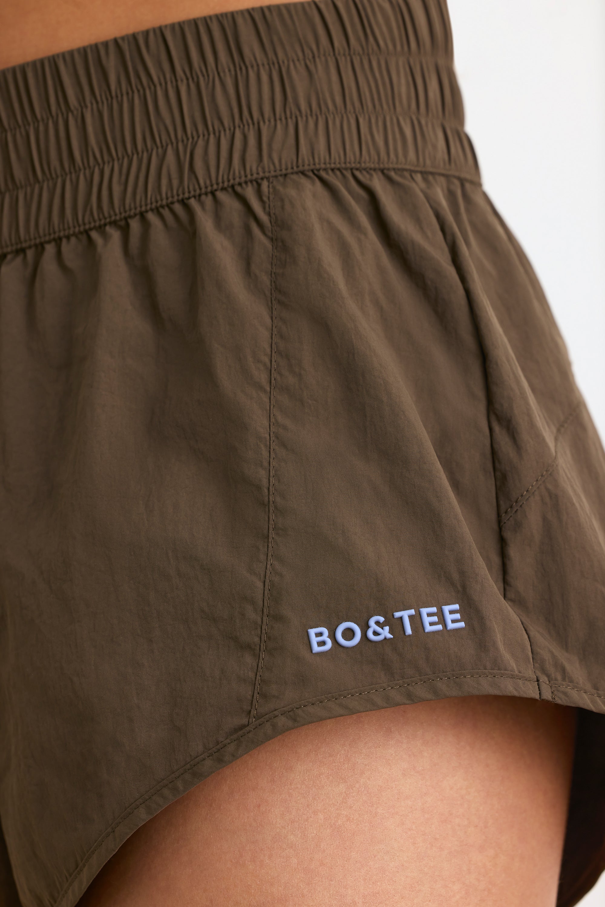 Elasticated Mini Shorts in Espresso - Image 4