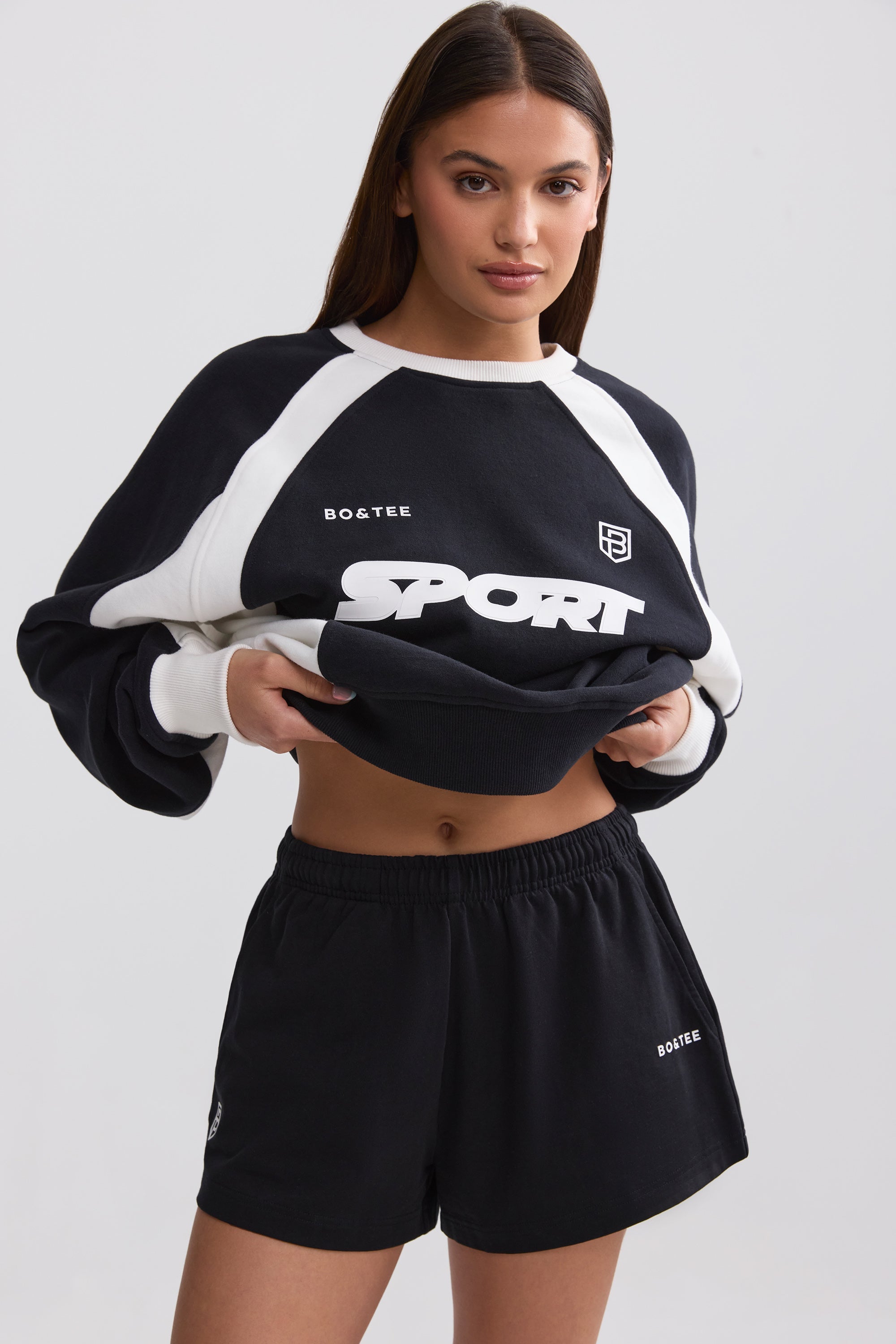 Elasticated Mini Shorts in Black - Image 5
