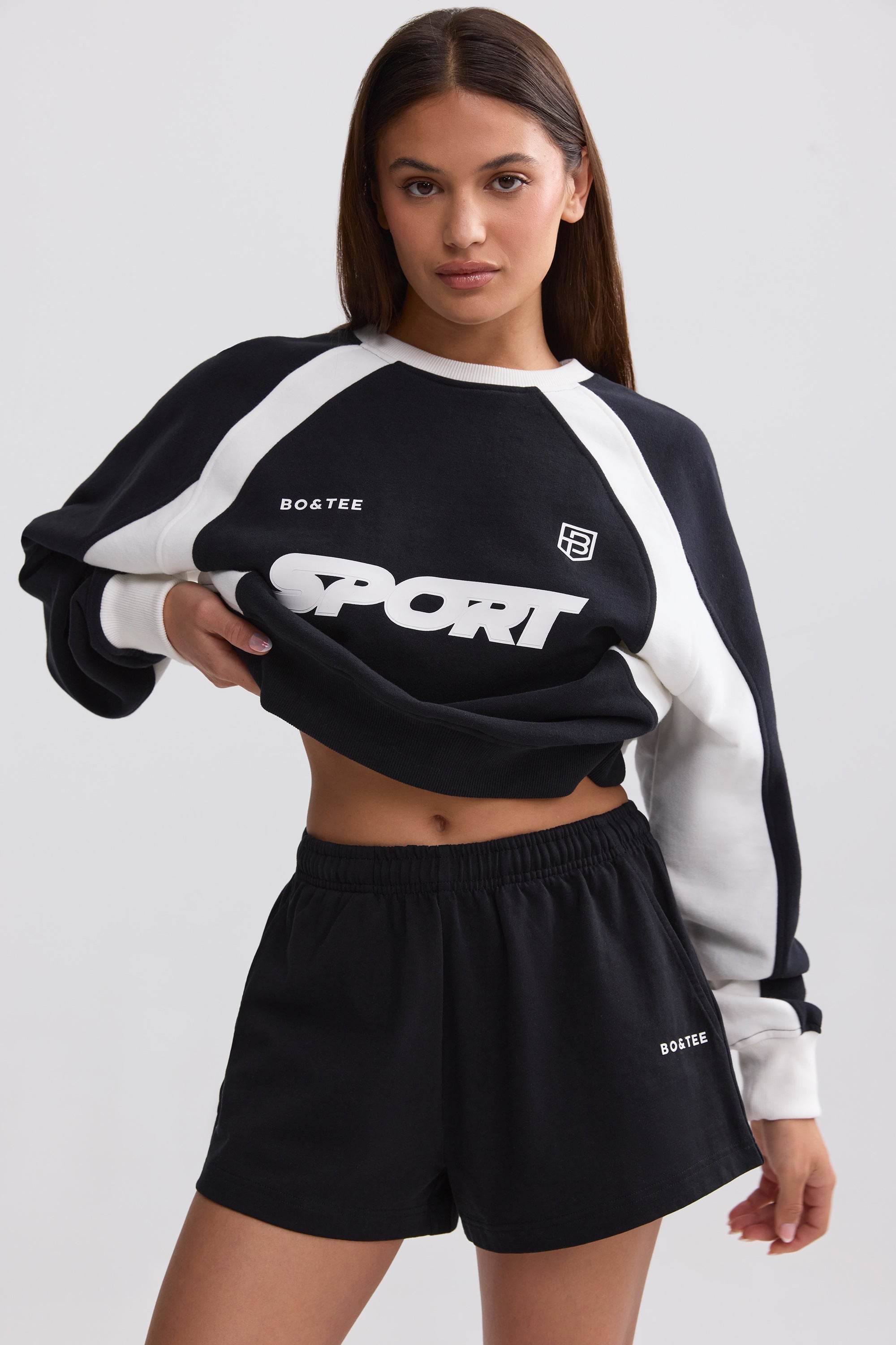 Elasticated Mini Shorts in Black - Image 7