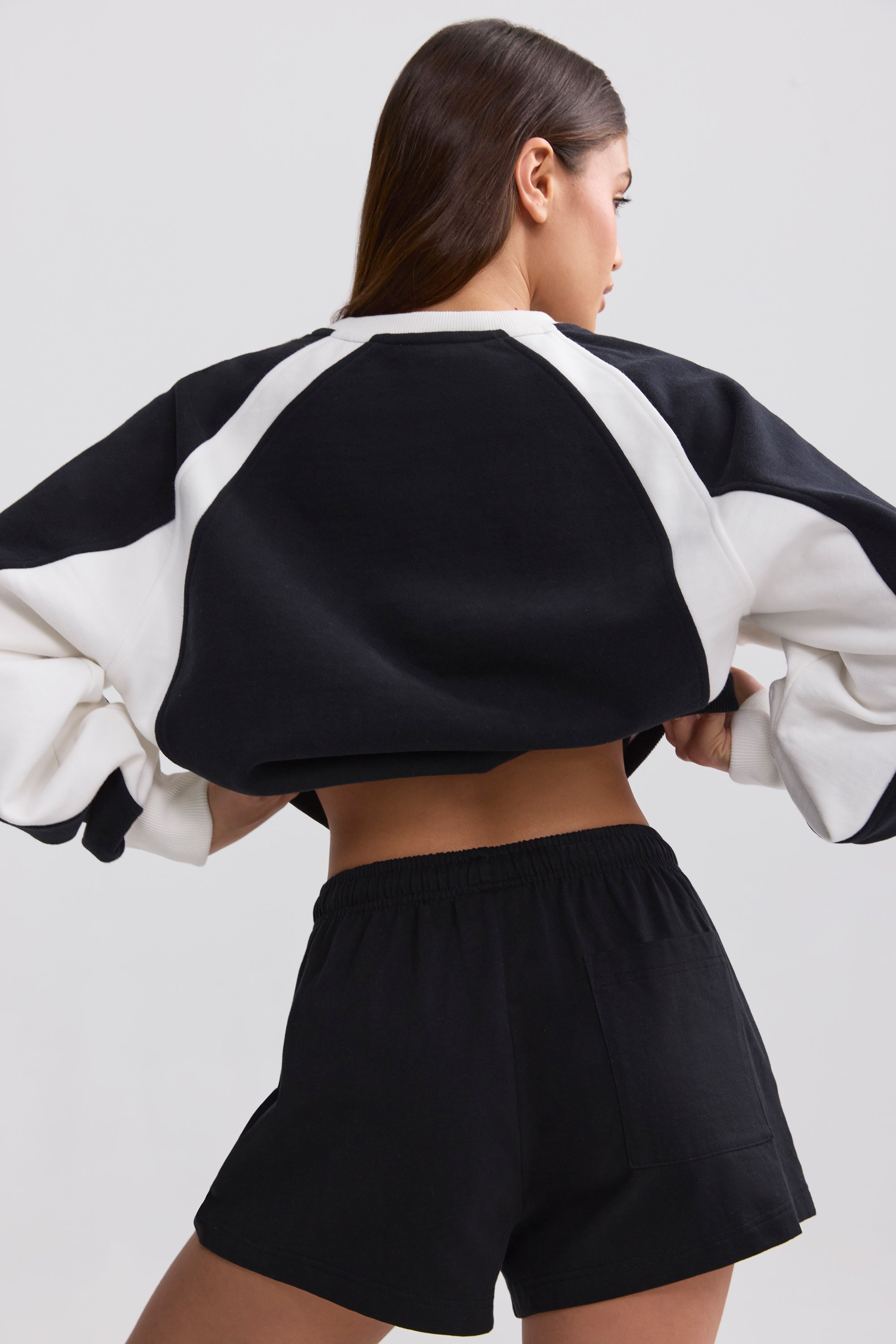 Elasticated Mini Shorts in Black - Image 2