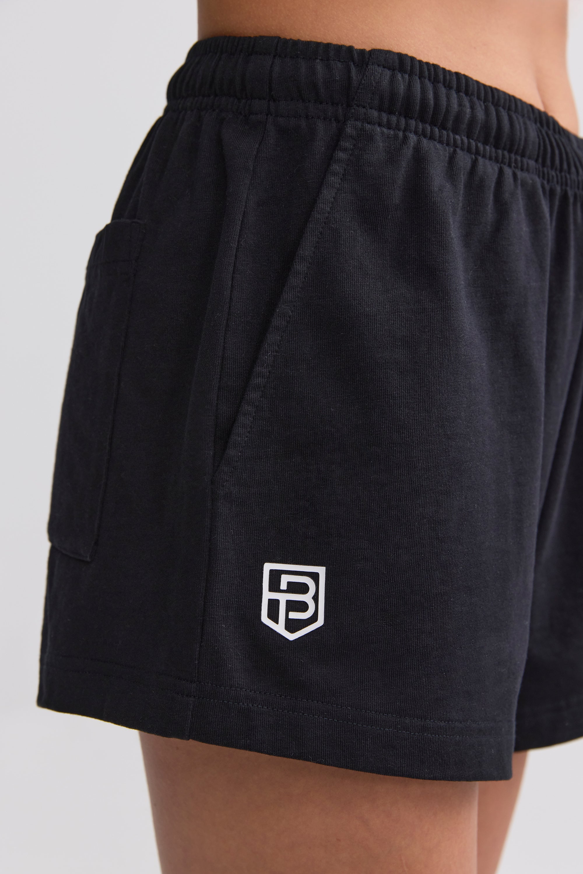 Elasticated Mini Shorts in Black - Image 4