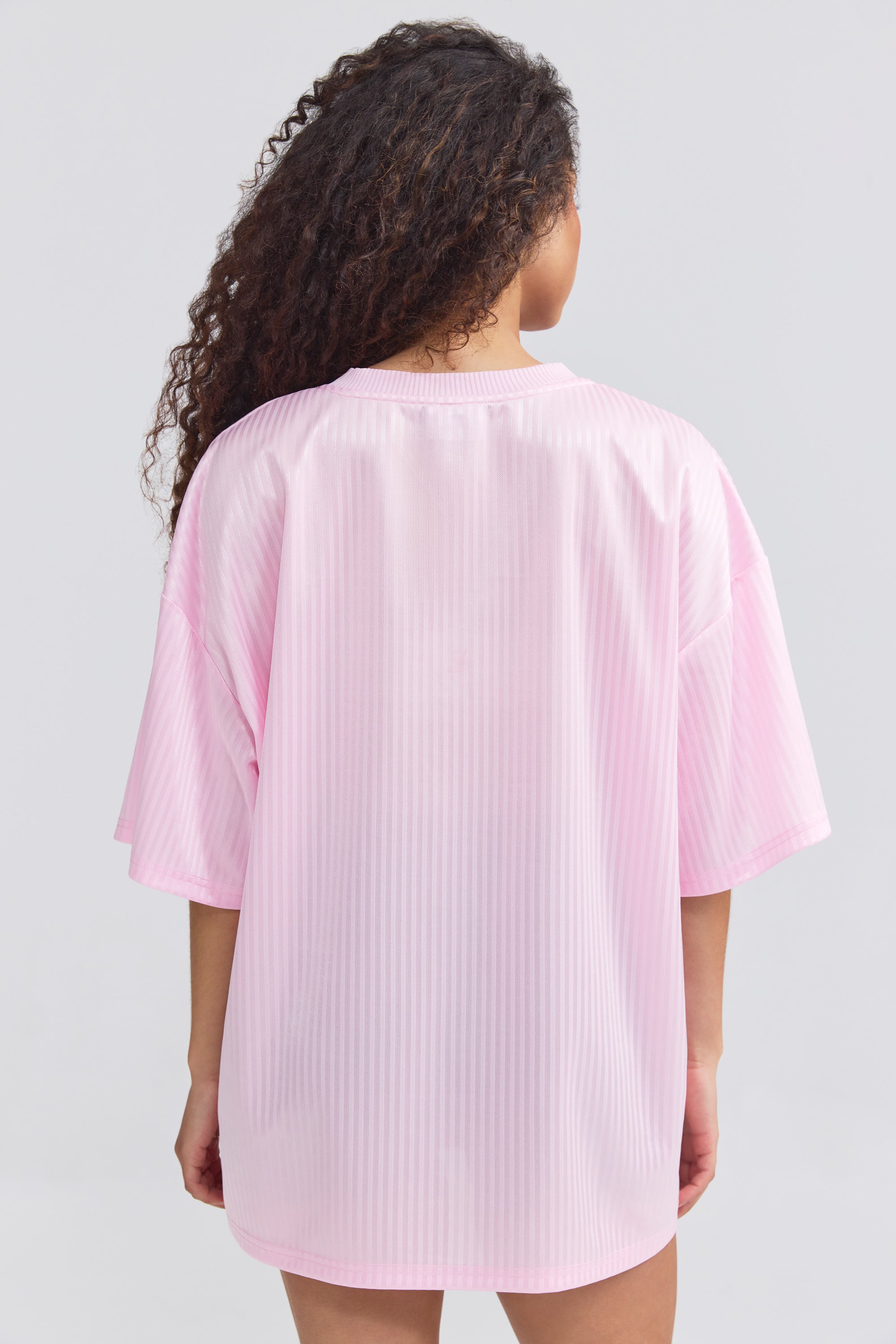 Oversized Piqu?? T-Shirt in Baby Pink - Image 2