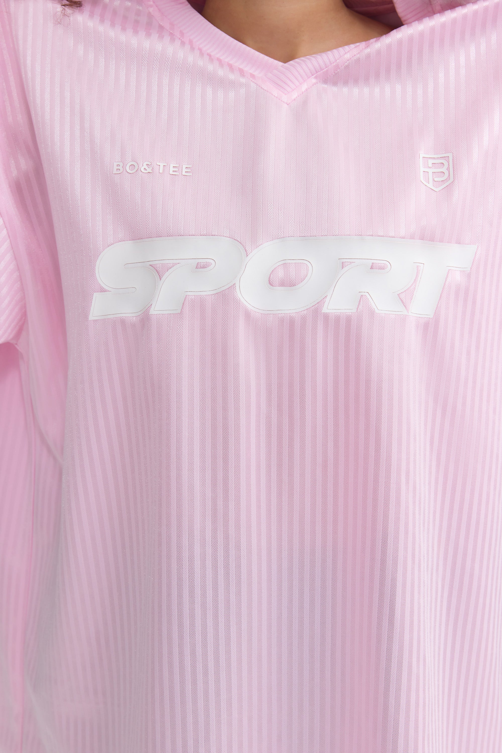 Oversized Piqu?? T-Shirt in Baby Pink - Image 4