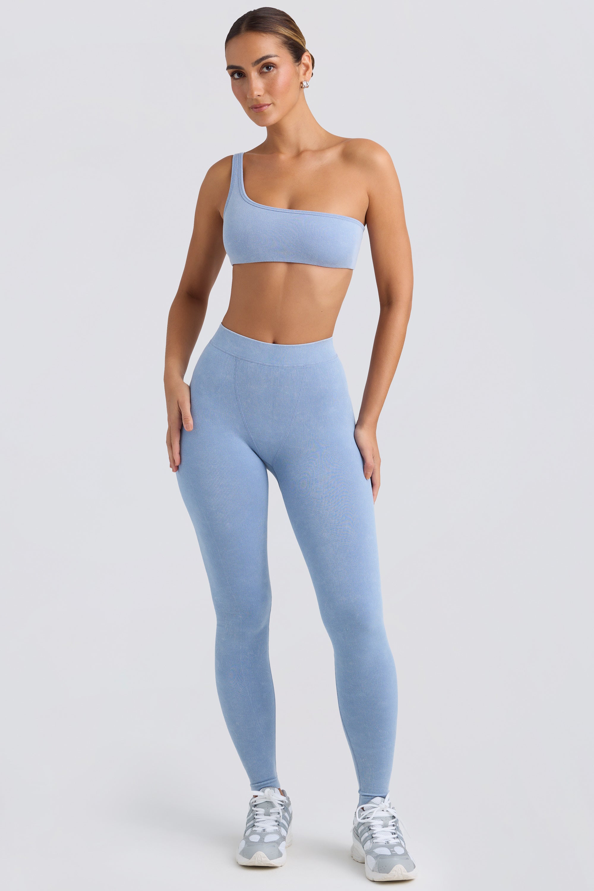 Seamless Rib Leggings in Washed Blue - Image 6