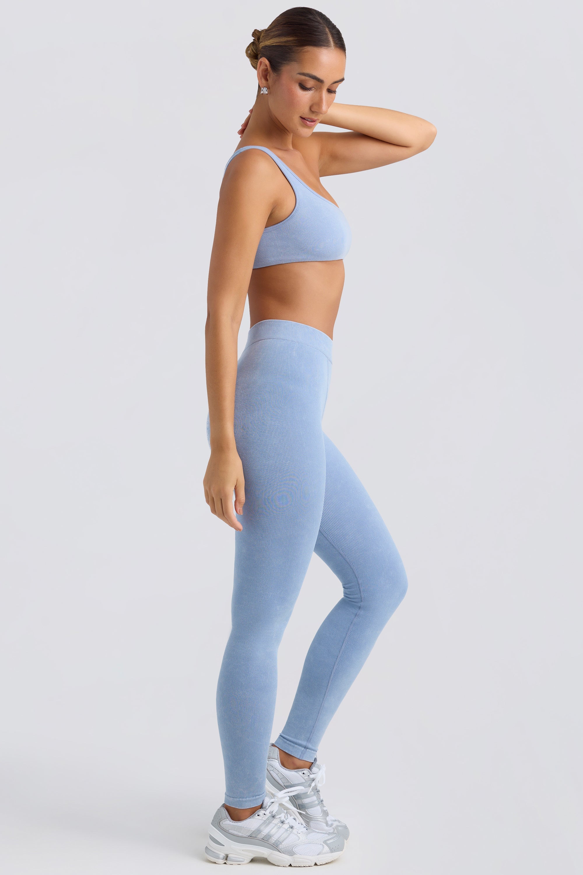 Seamless Rib Leggings in Washed Blue - Image 3