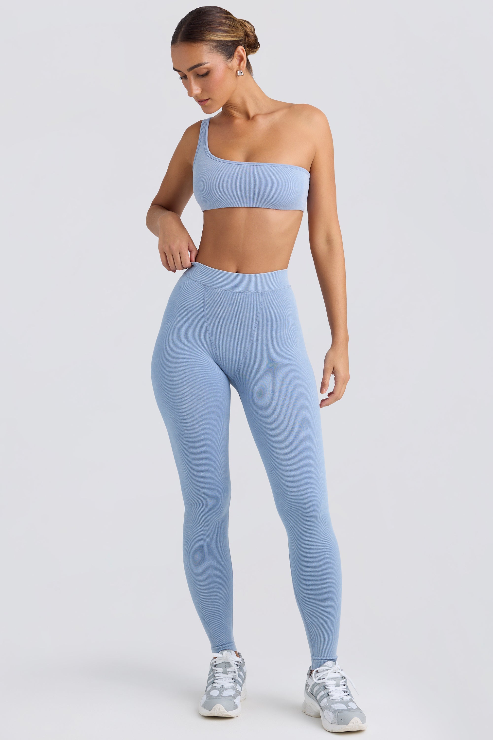 Seamless Rib Leggings in Washed Blue - Image 4