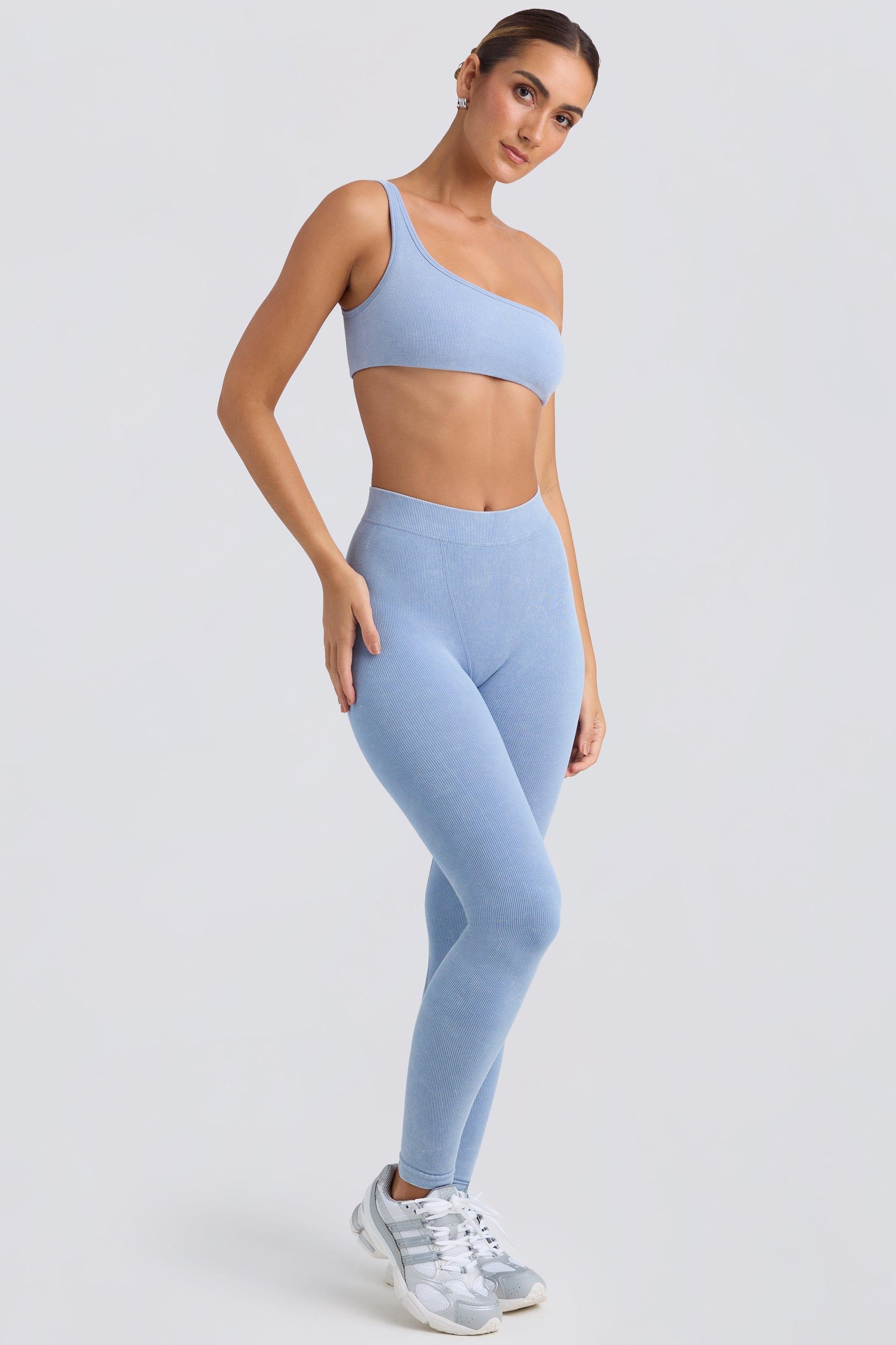 Seamless Rib Leggings in Washed Blue - Image 5