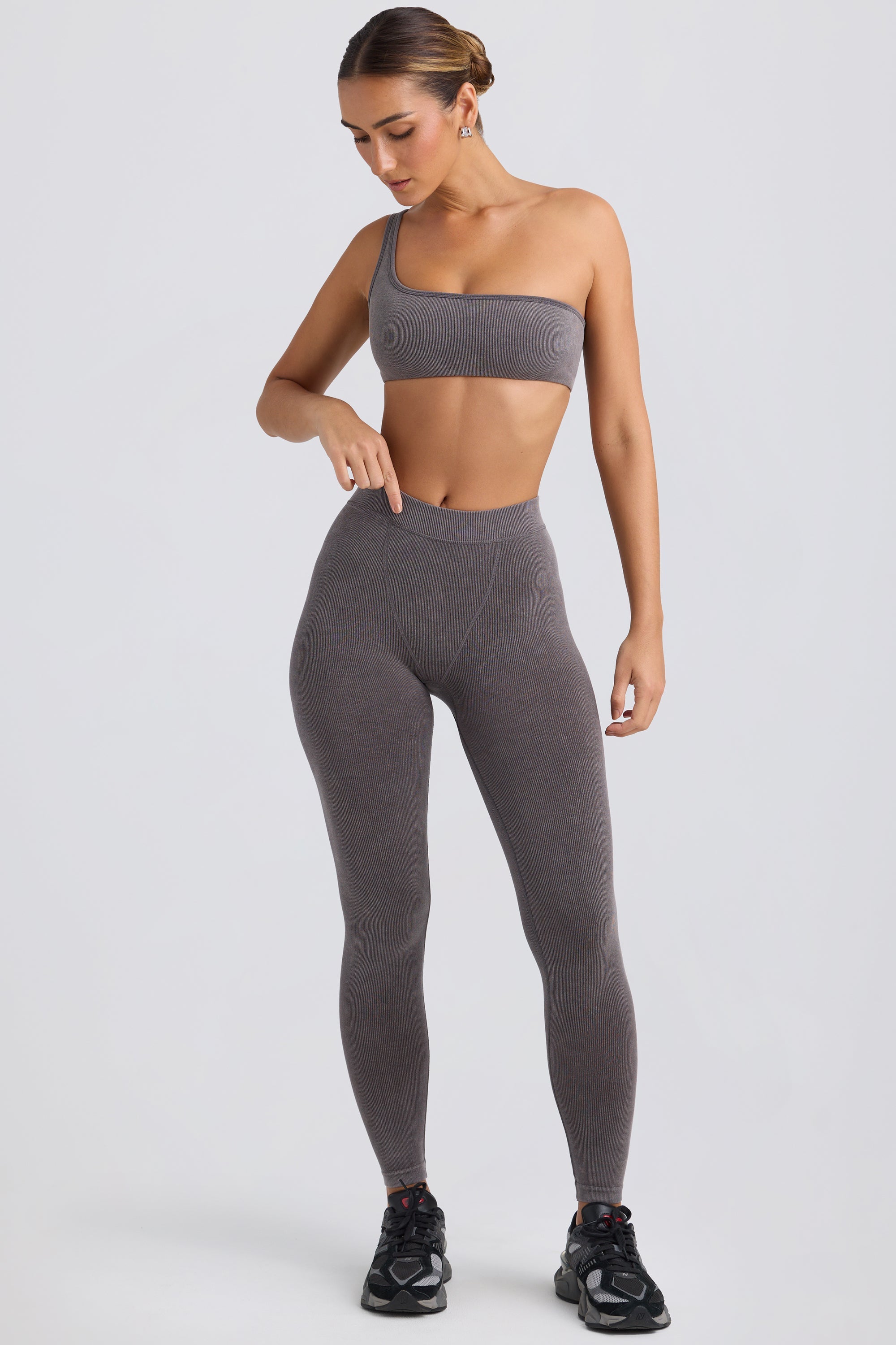 Seamless Rib Leggings in Washed Charcoal - Image 6