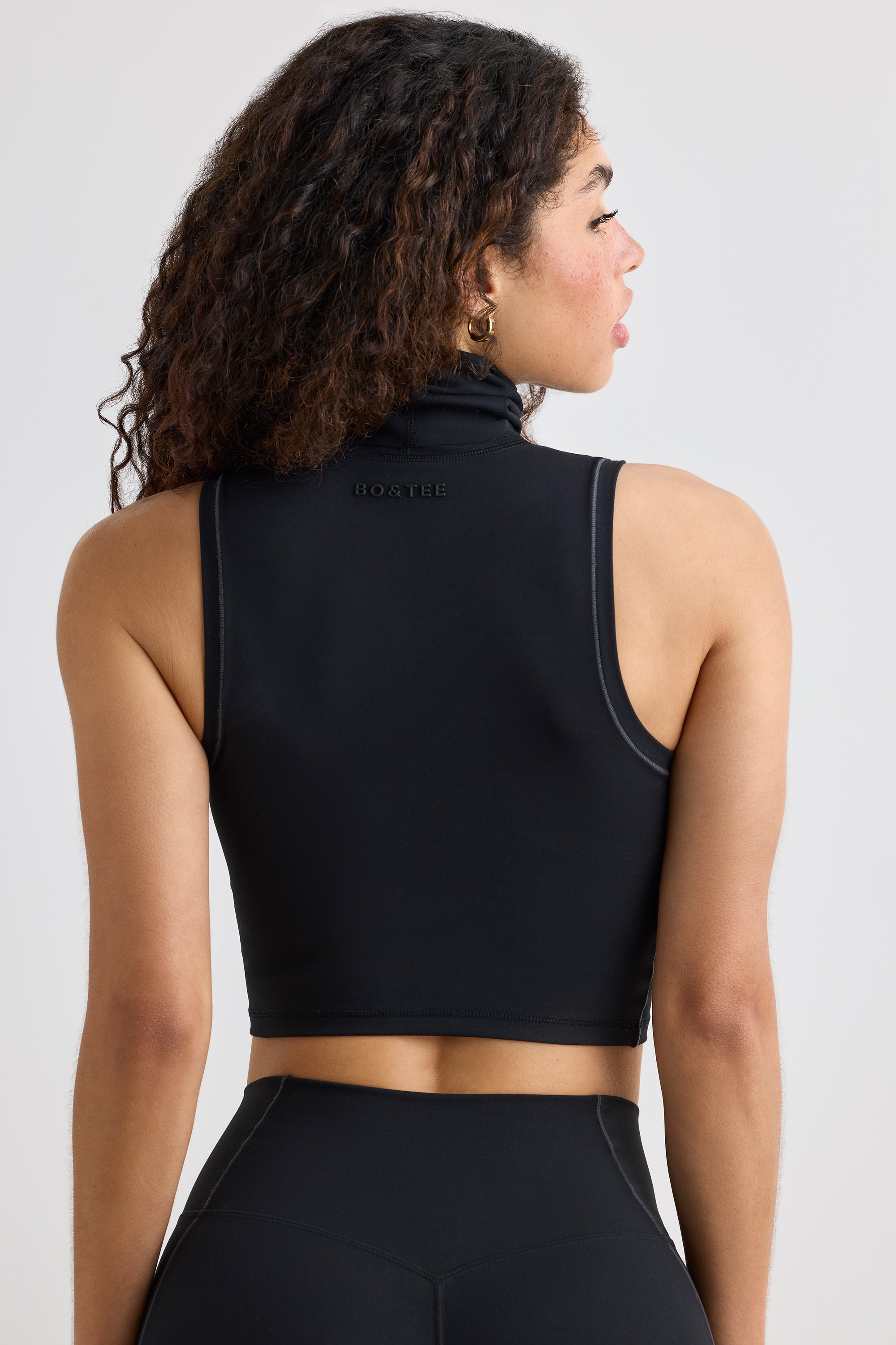 Soft Active Turtleneck Tank Top in Black - Image 2