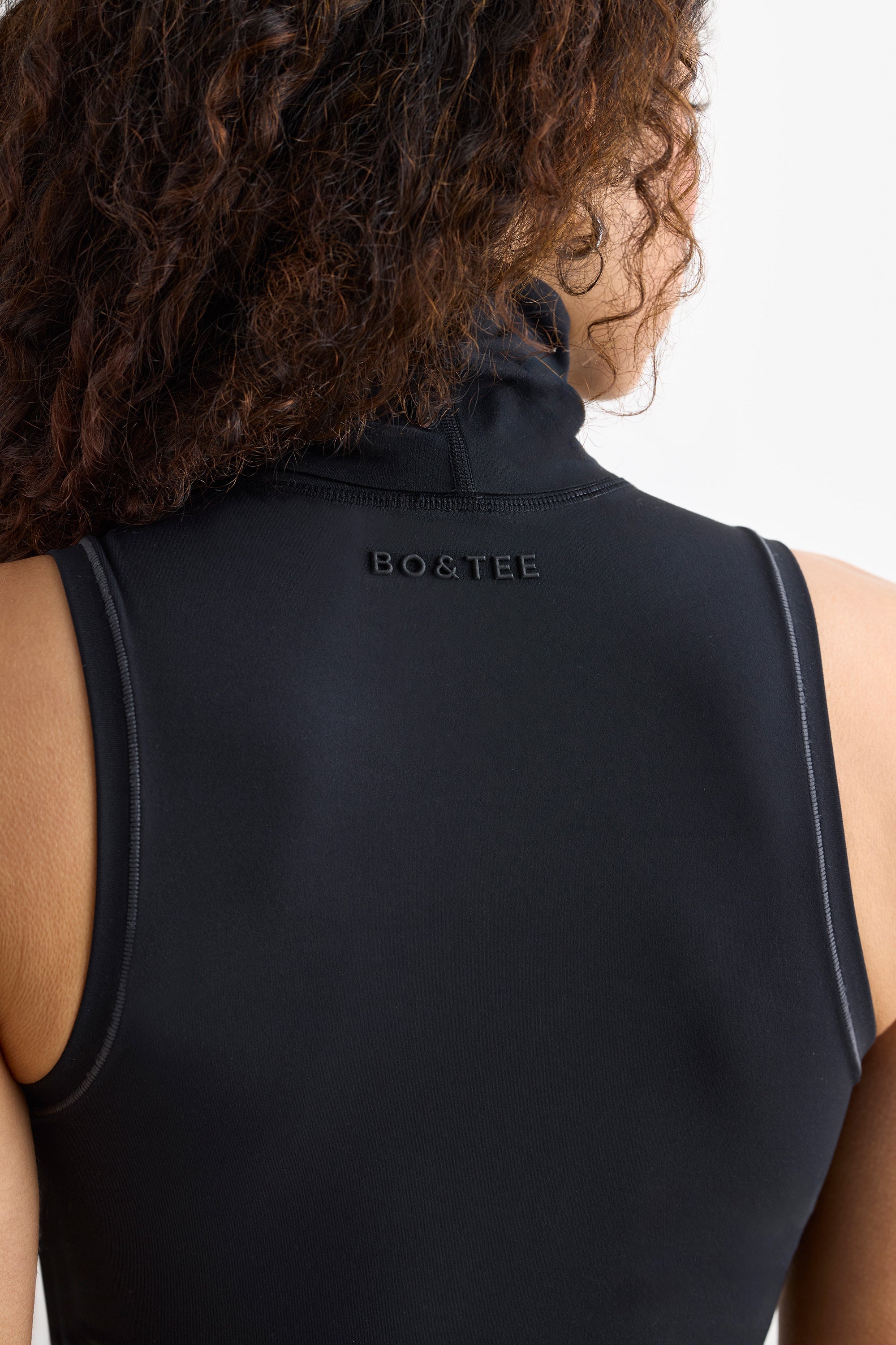 Soft Active Turtleneck Tank Top in Black - Image 5