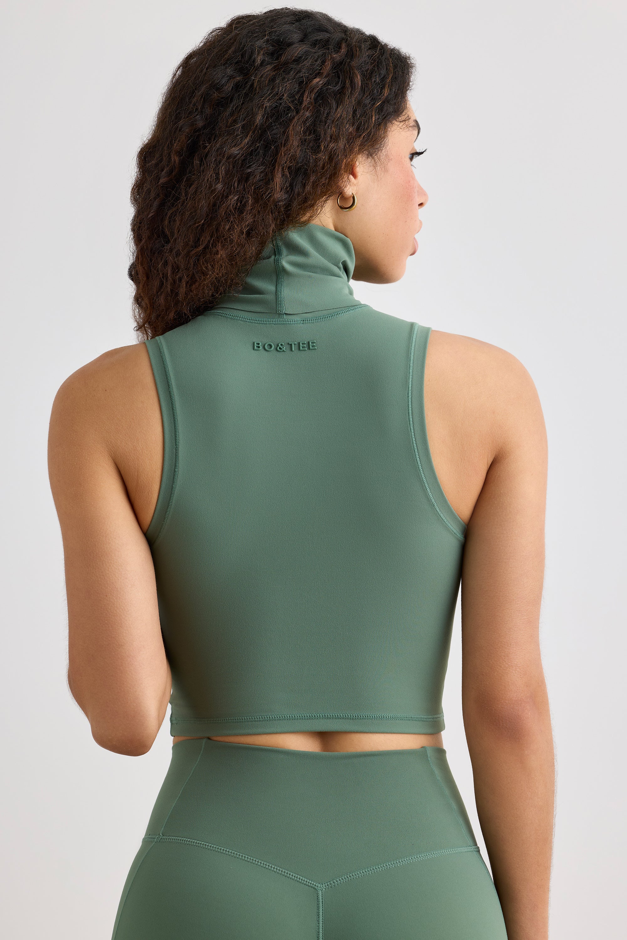 Soft Active Turtleneck Tank Top in Khaki - Image 2