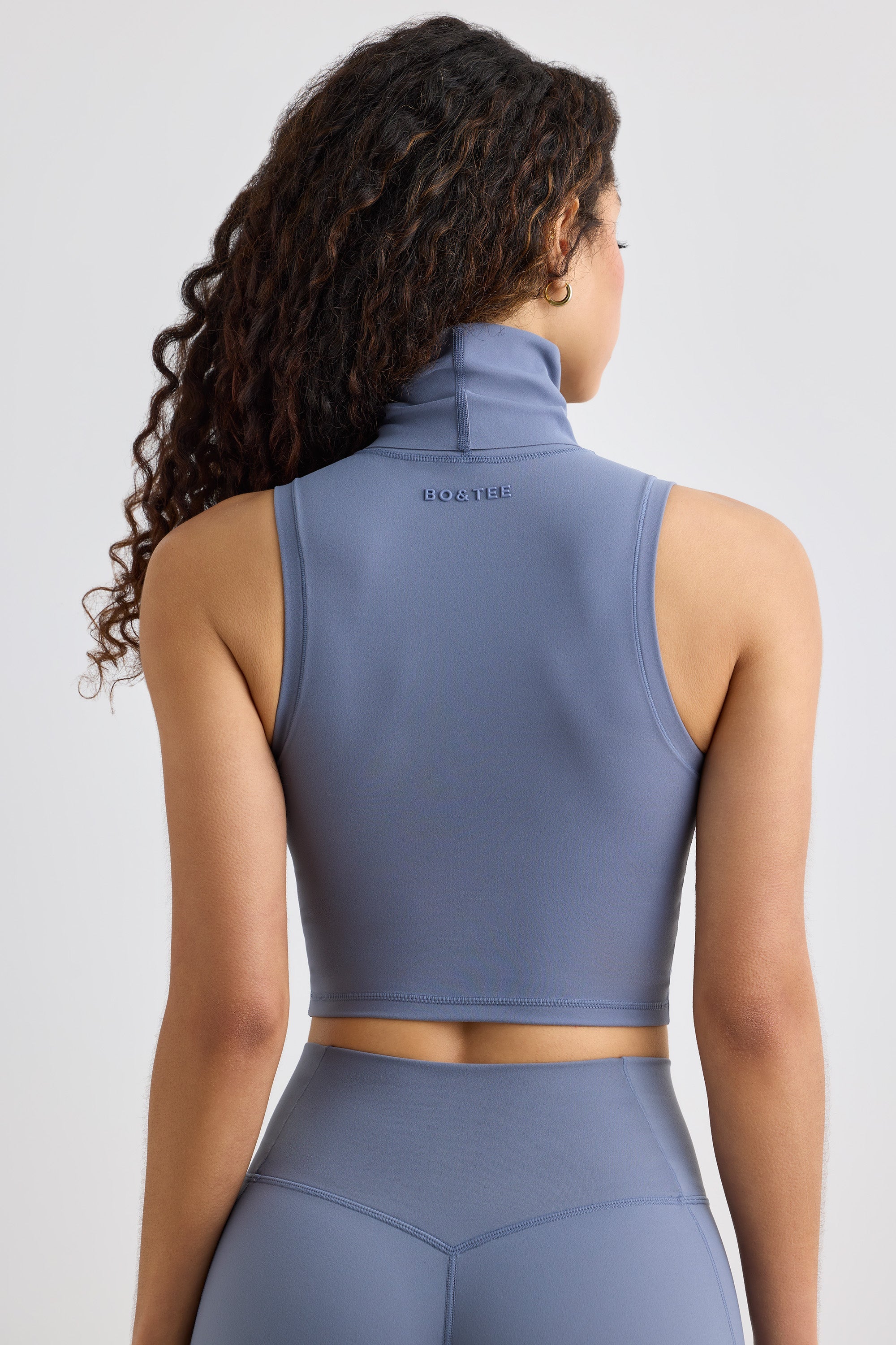 Soft Active Turtleneck Tank Top in Grey - Image 2