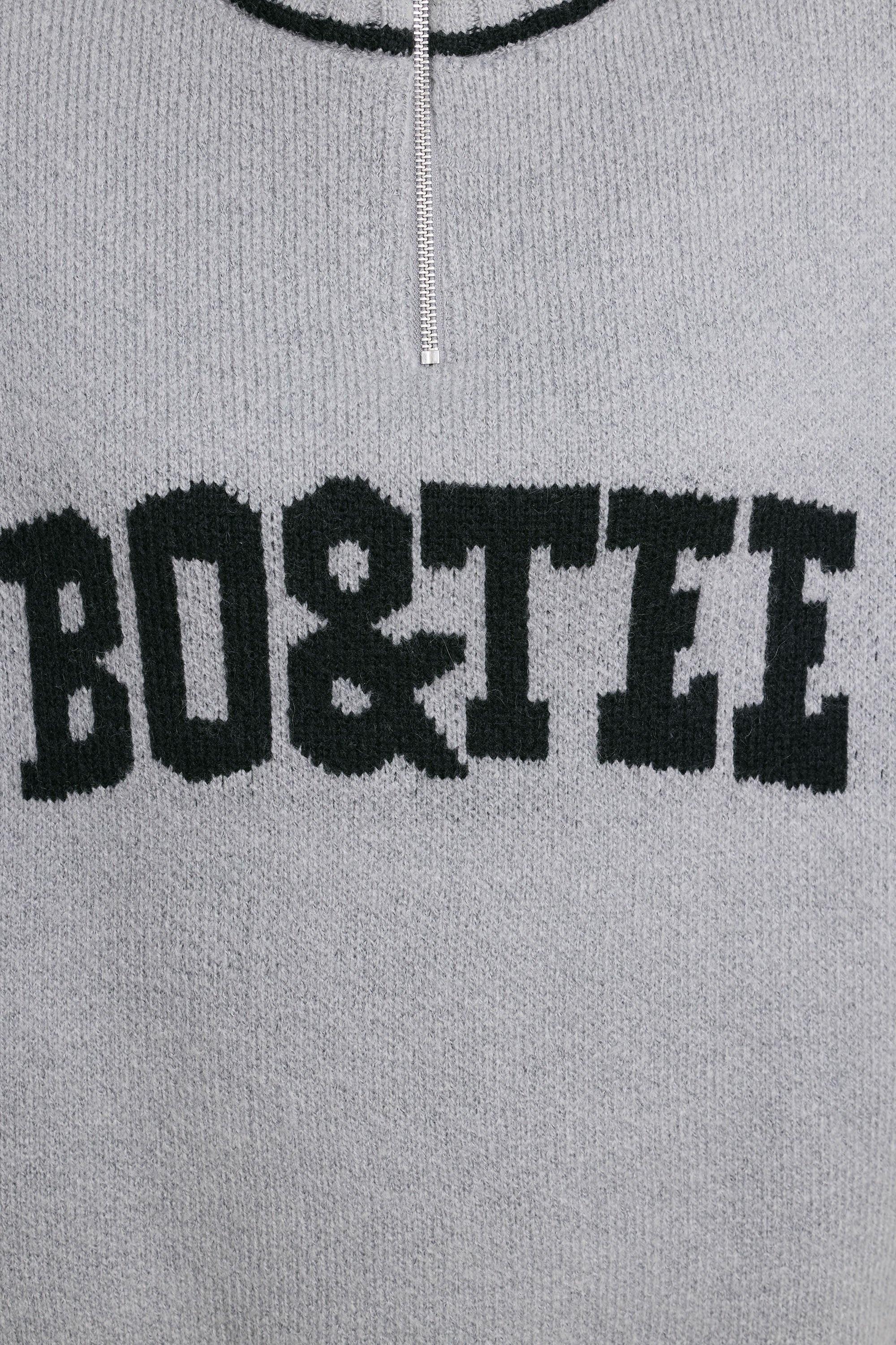 Casual Oversized Quarter-Zip Chunky-Knit Jumper in Heather Grey - Image 5