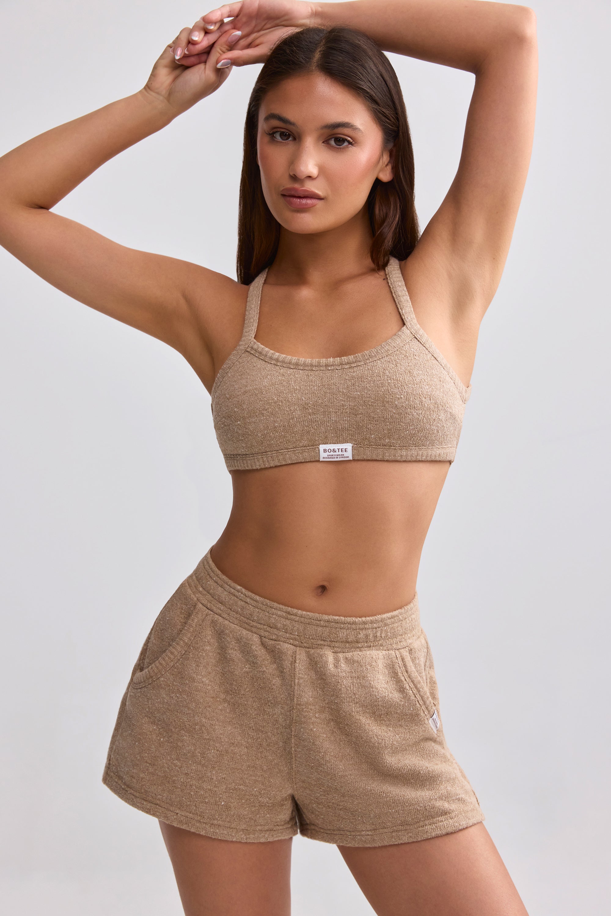 Terry Towelling Shorts in Mocha Brown - Image 6