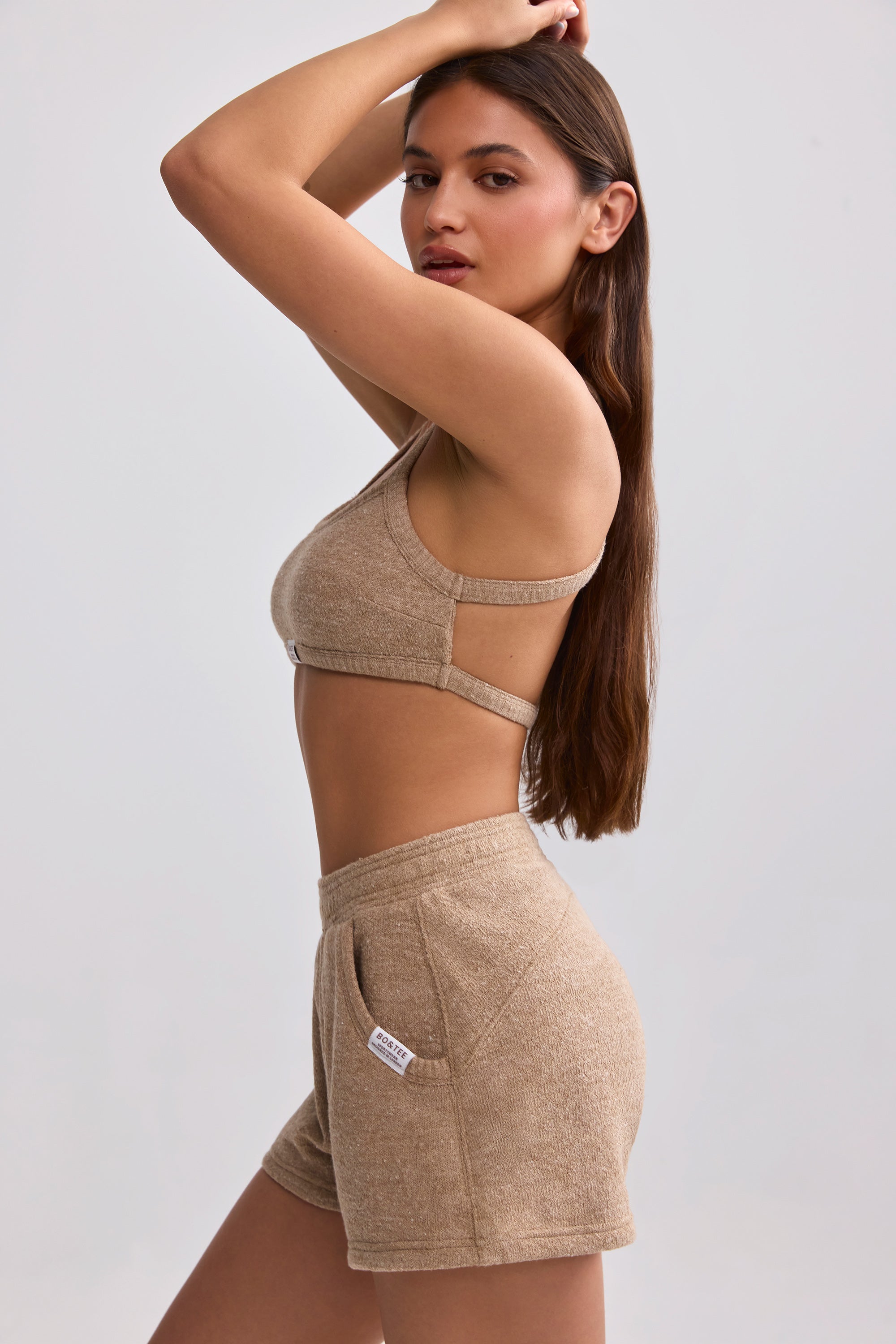 Terry Towelling Shorts in Mocha Brown - Image 3