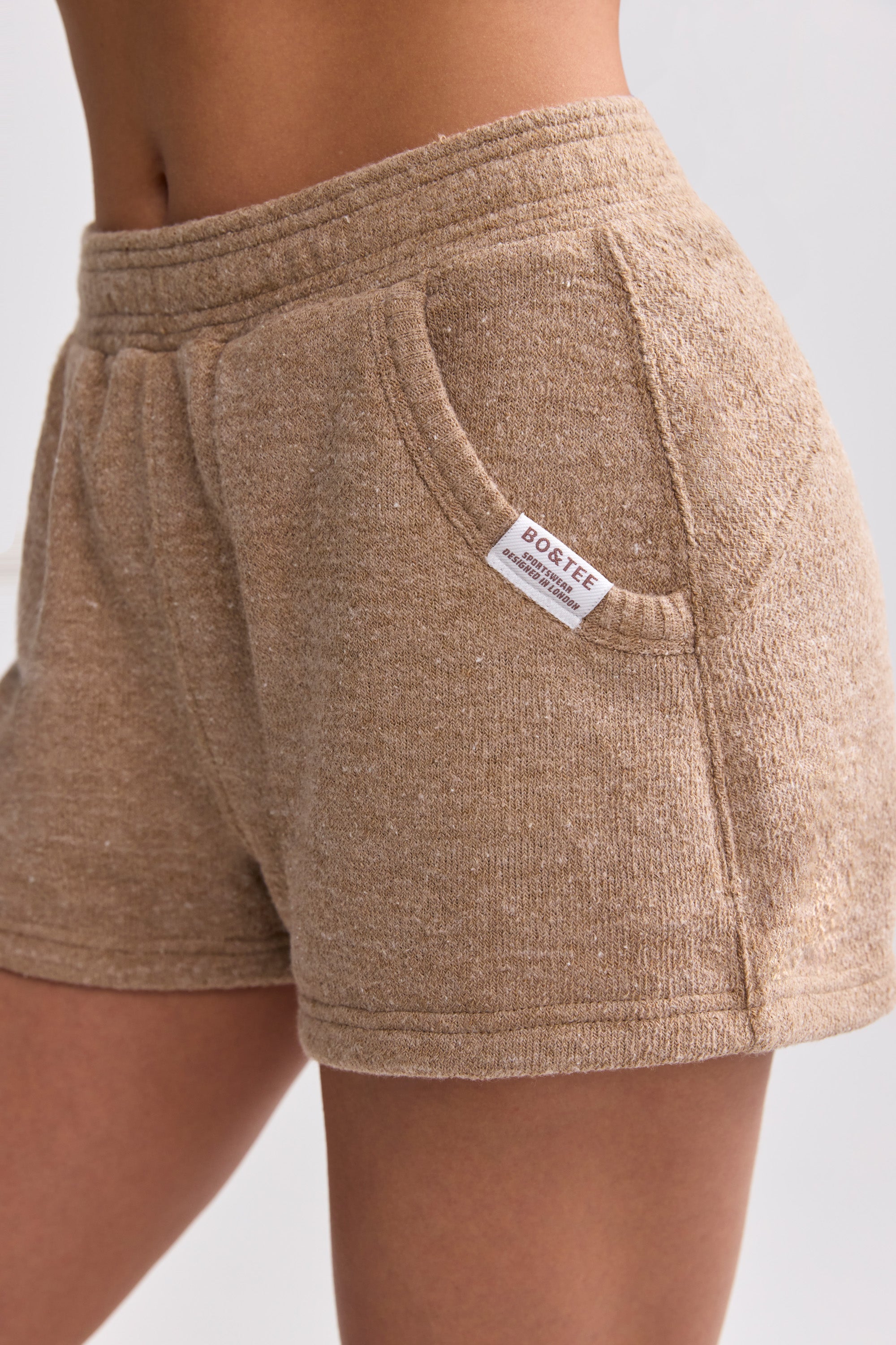Terry Towelling Shorts in Mocha Brown - Image 4